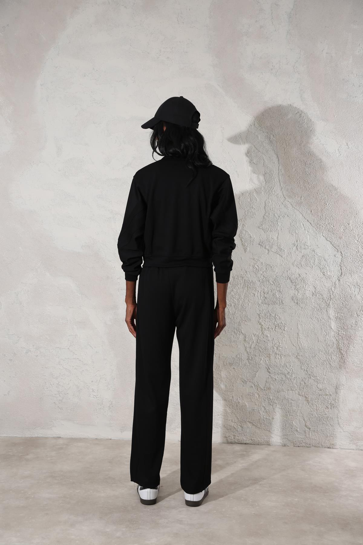 Siyah Fermuarlı Sweatshirt Modal Eşofman Takım 4179
