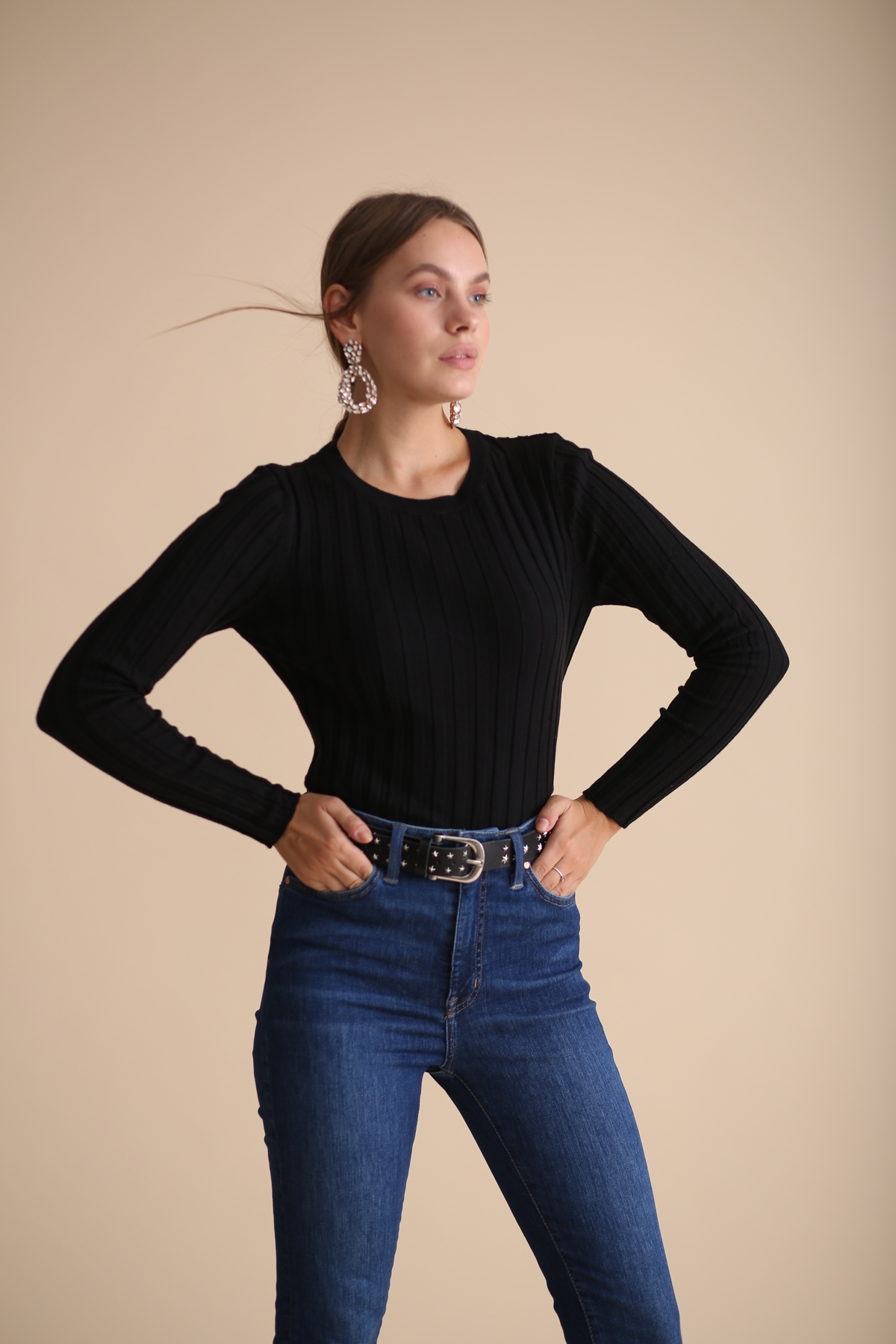 Siyah Fitilli Basic Triko 90718