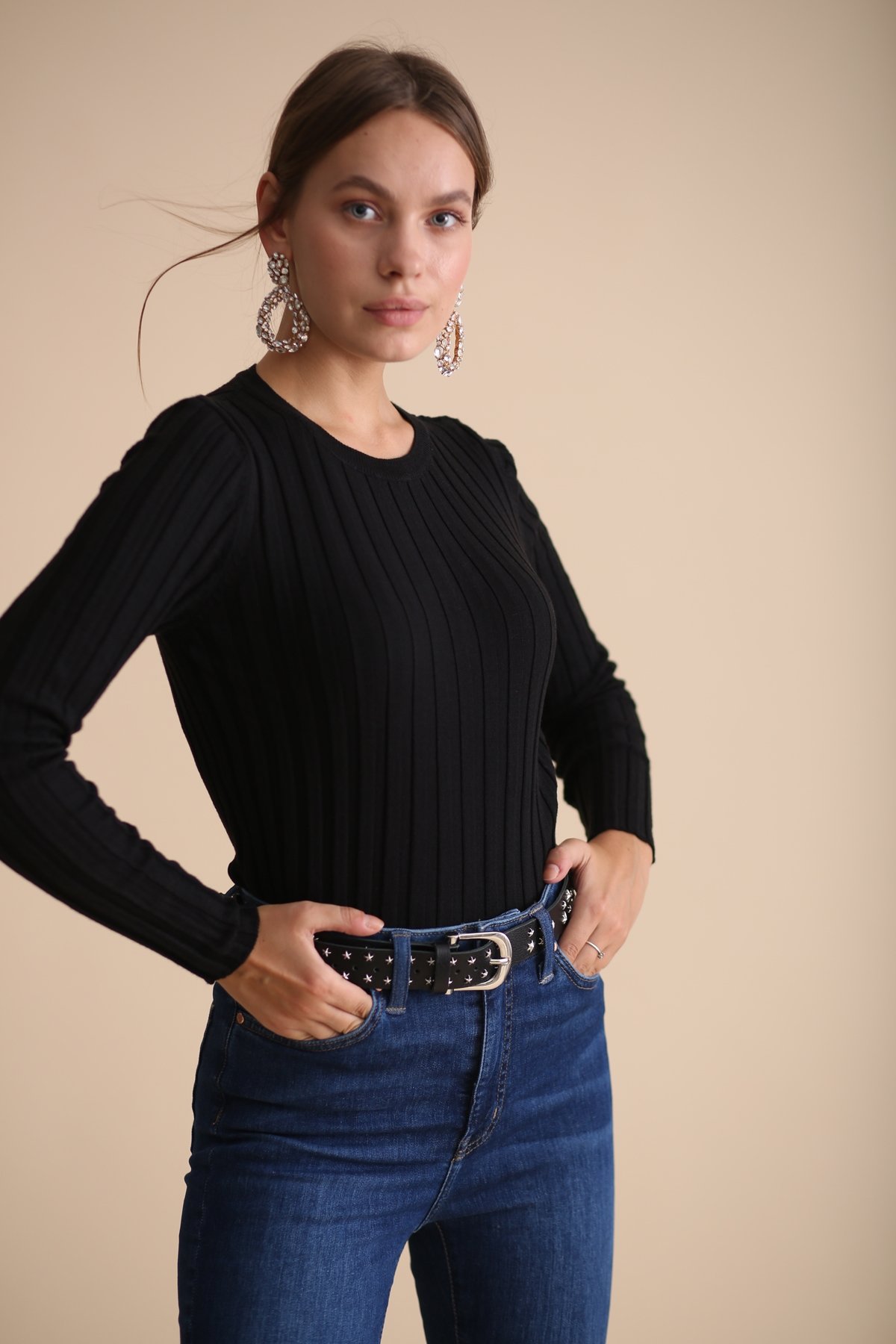 Siyah Fitilli Basic Triko 90718
