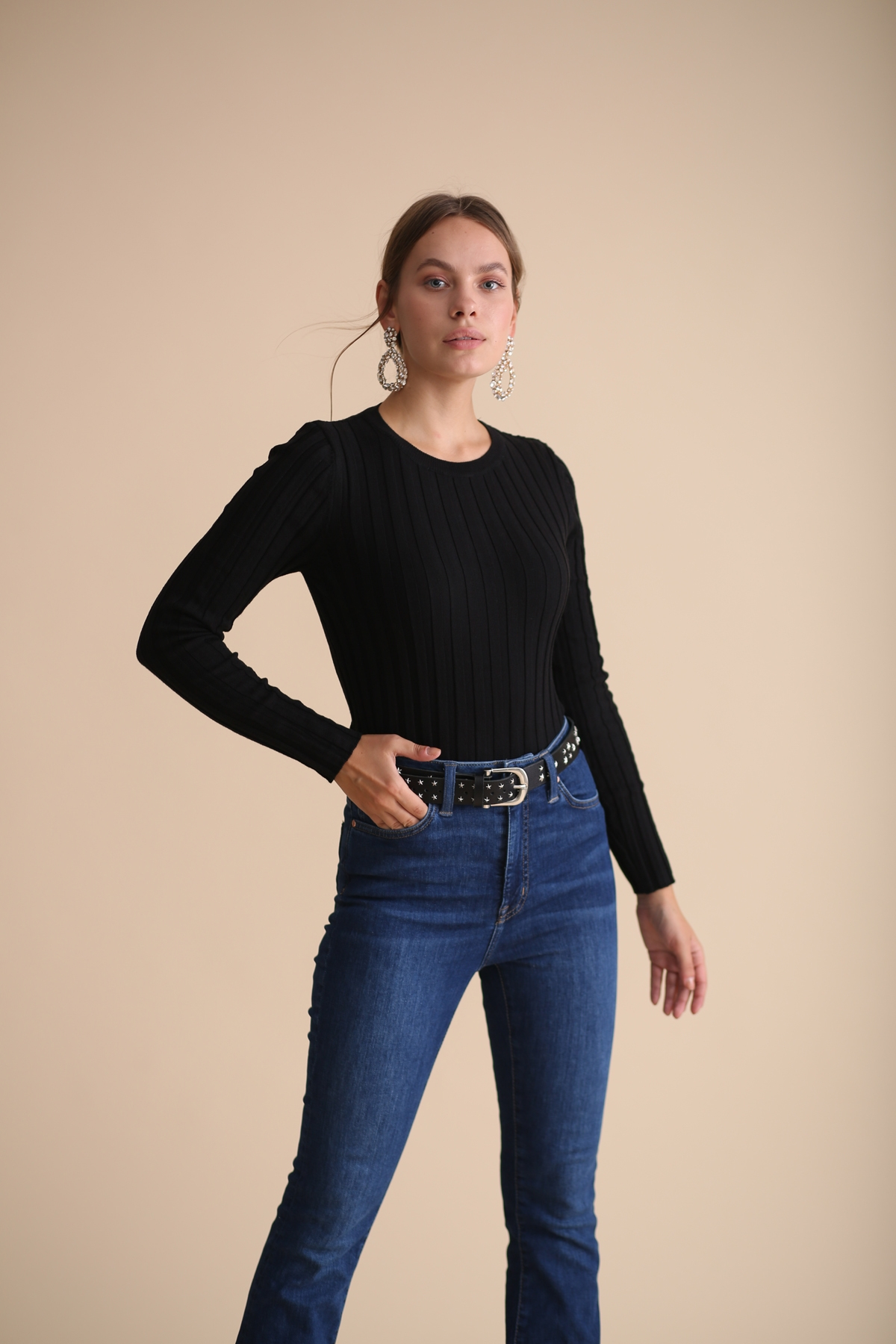 Siyah Fitilli Basic Triko 90718