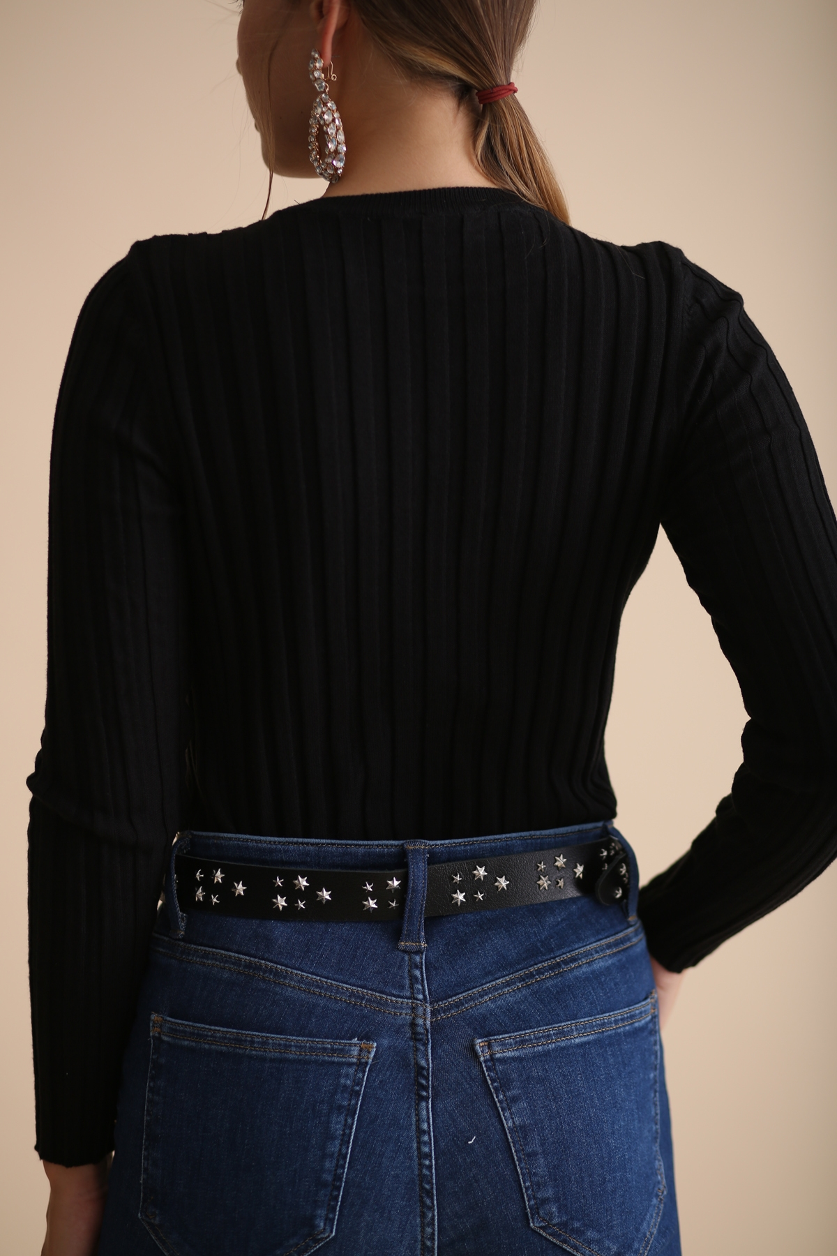 Siyah Fitilli Basic Triko 90718