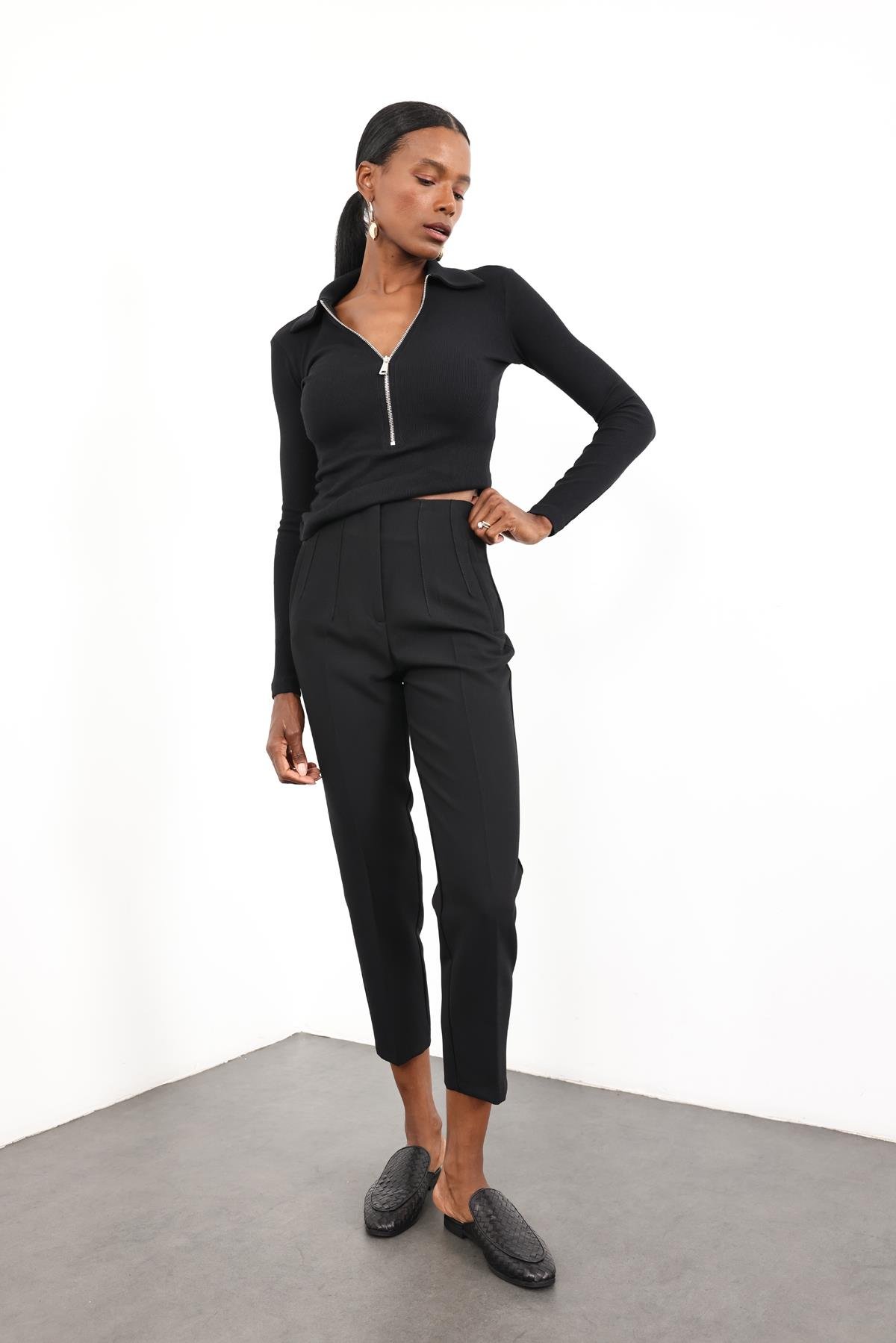 Siyah Flatolu Pantolon 5113