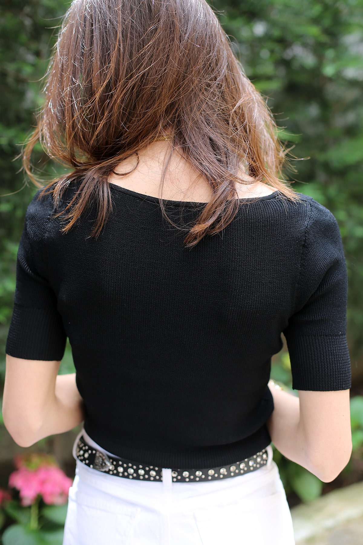 Siyah Geometrik Yaka Triko