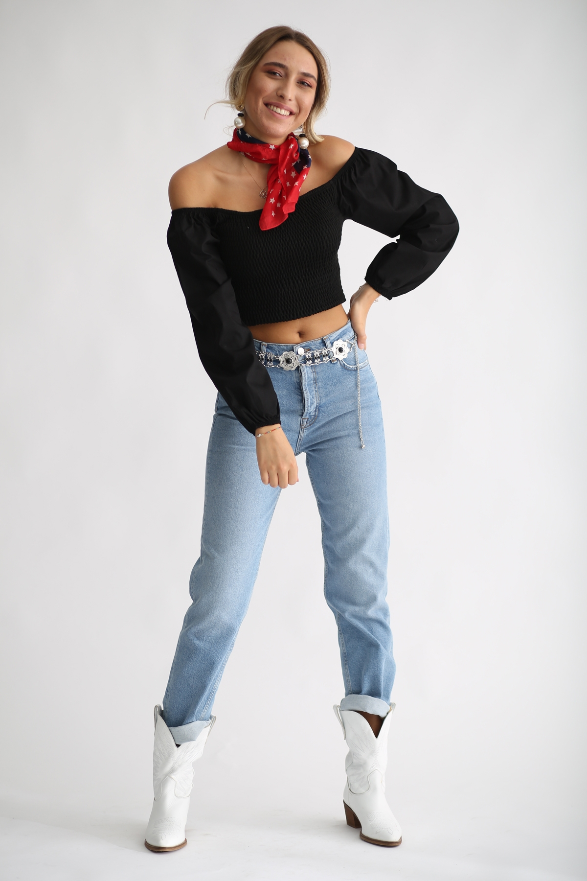 Siyah Gipeli Bluz 3259