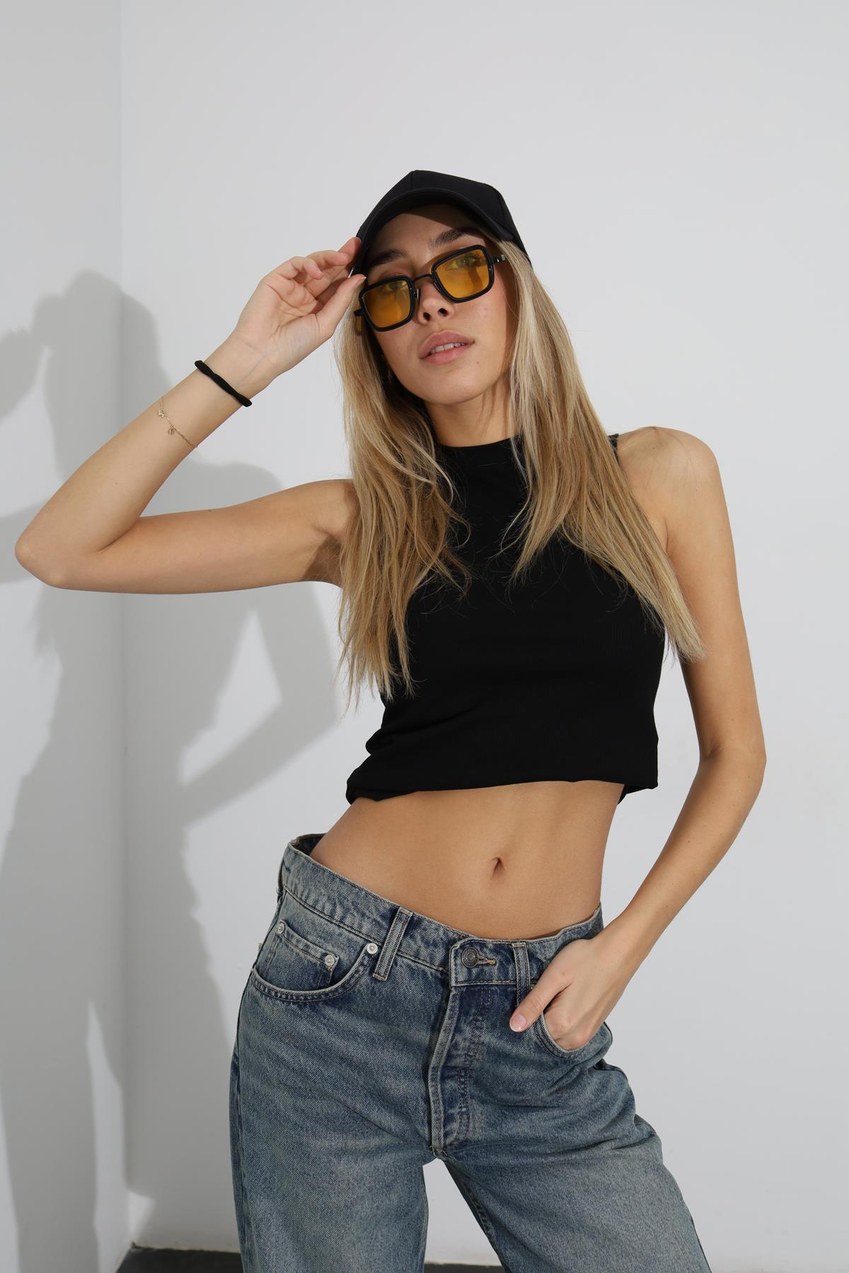Siyah Halter Yaka Fitilli Atlet 1125