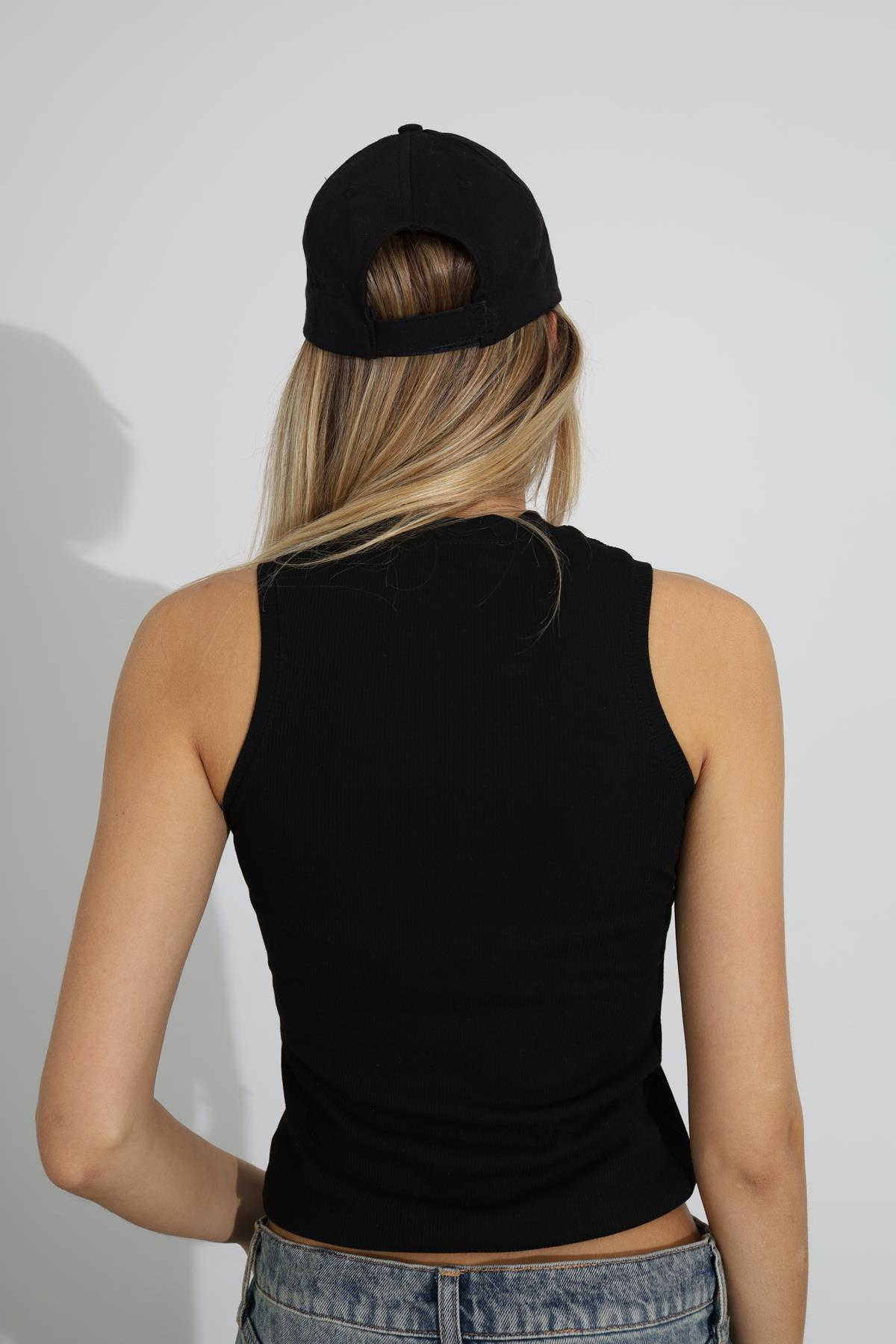 Siyah Halter Yaka Fitilli Atlet 1125