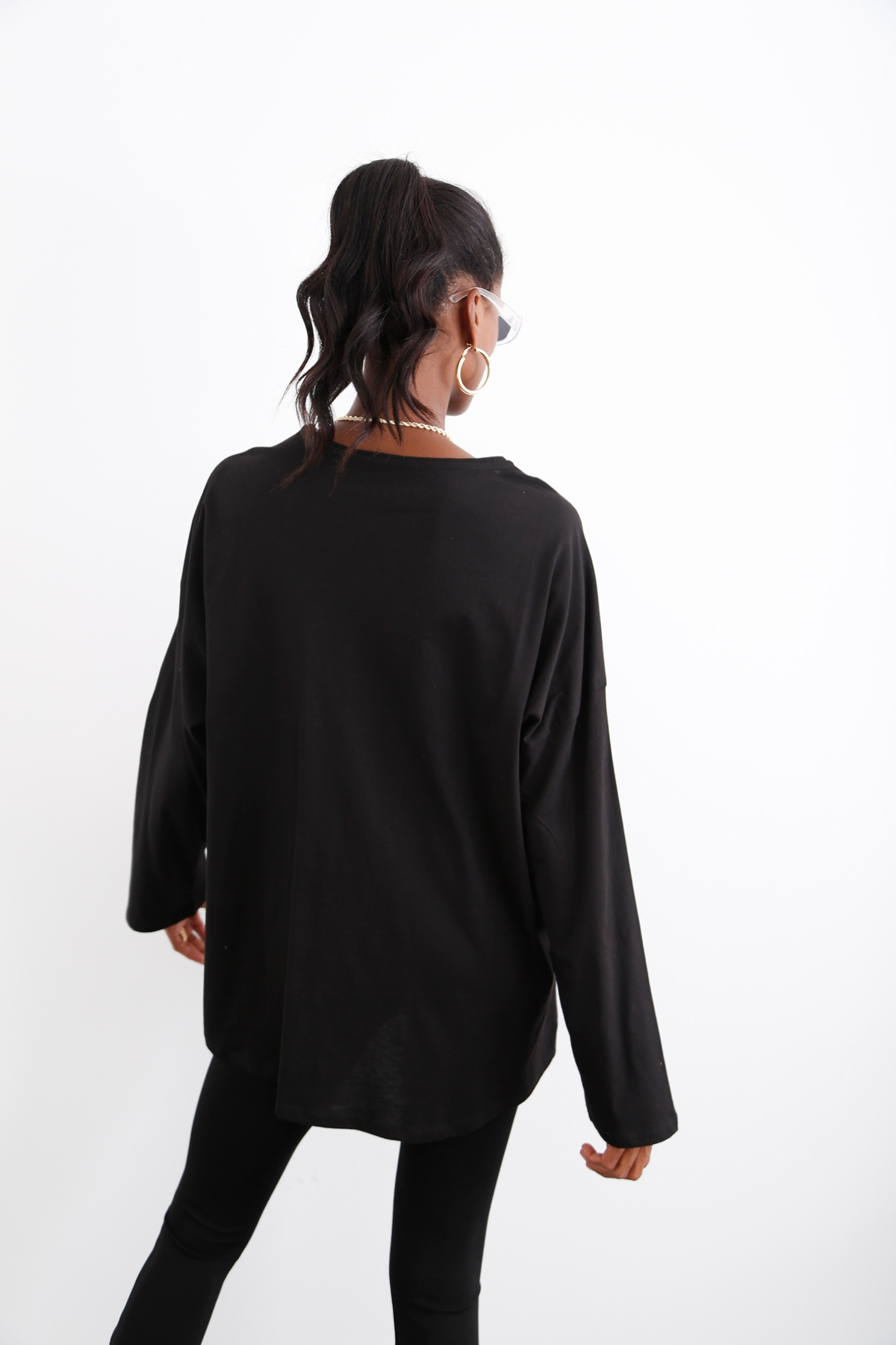 Siyah Kalp Baskılı Tshirt 0011