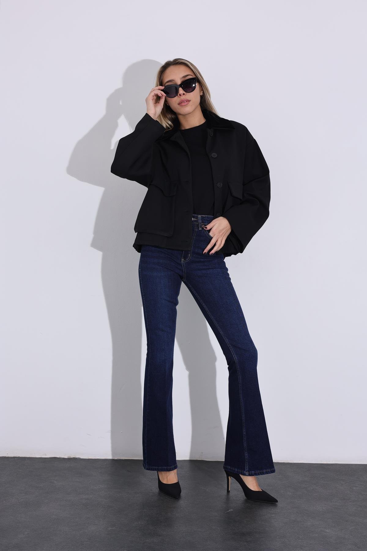 Siyah Kapak Cepli Bomber Ceket 235071