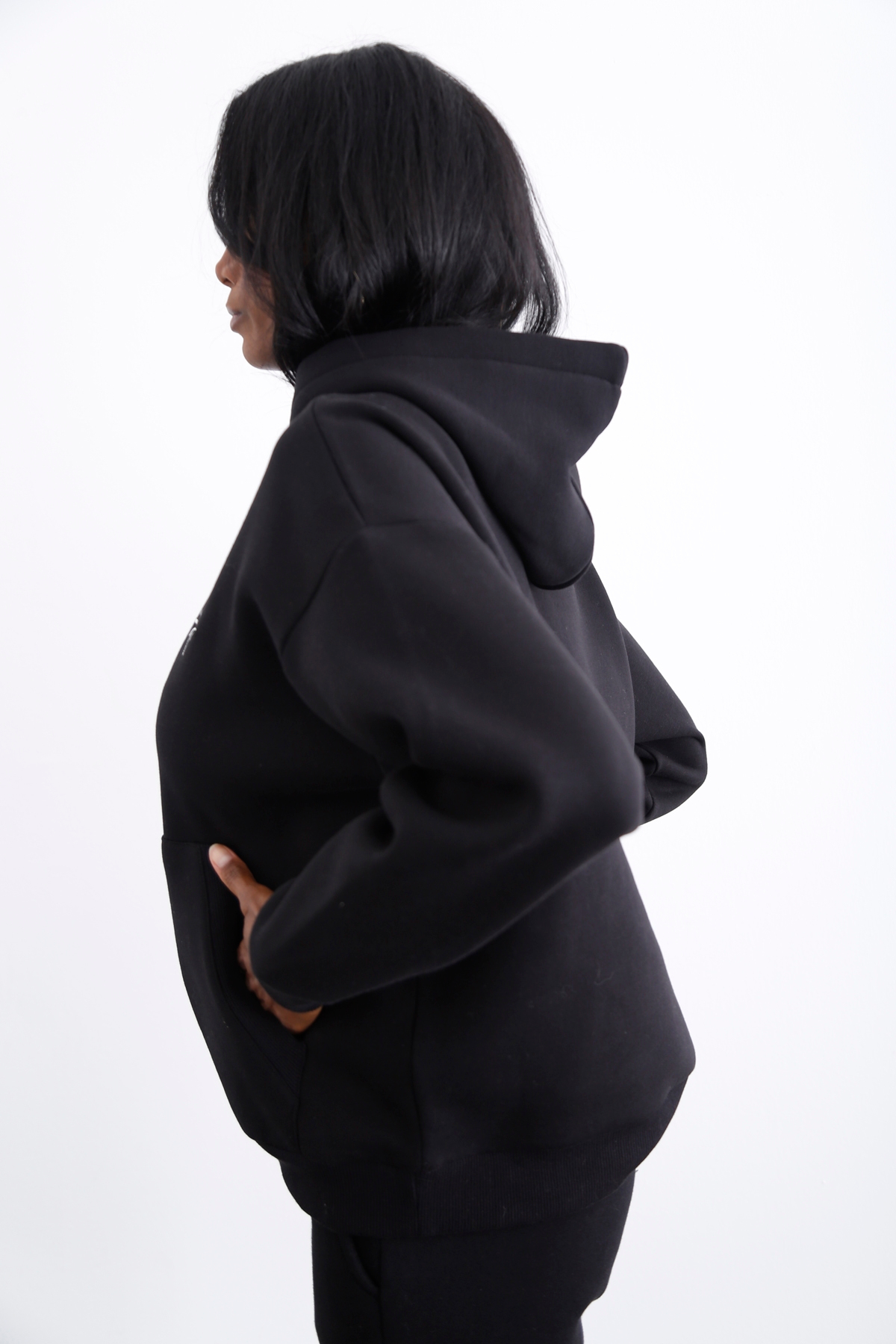 Siyah Kapüşonlu Şardonlu Sweatshirt 