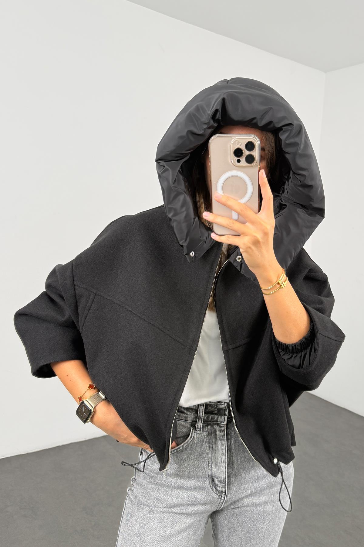 Siyah Kaşe Bomber Mont 99691