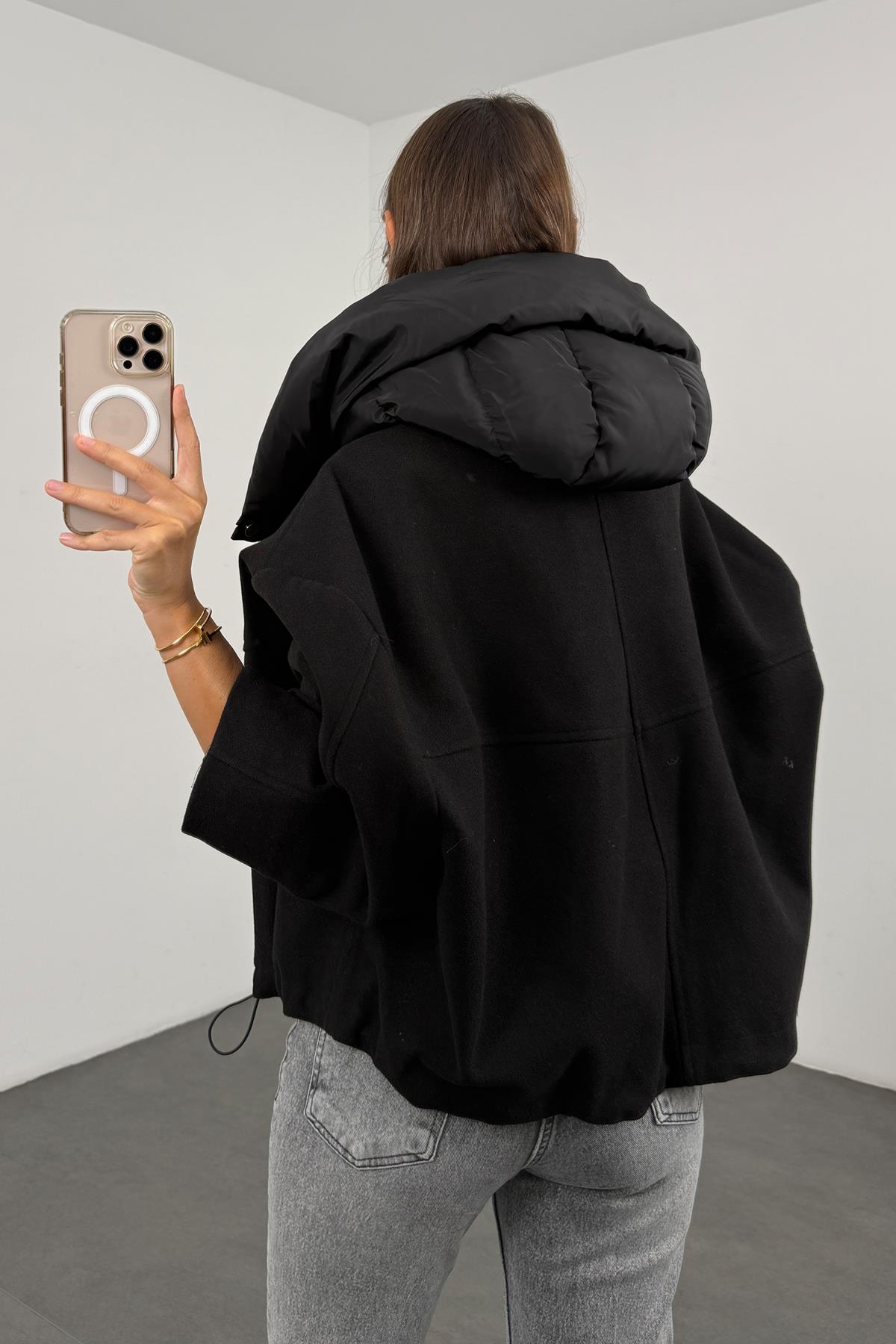 Siyah Kaşe Bomber Mont 99691