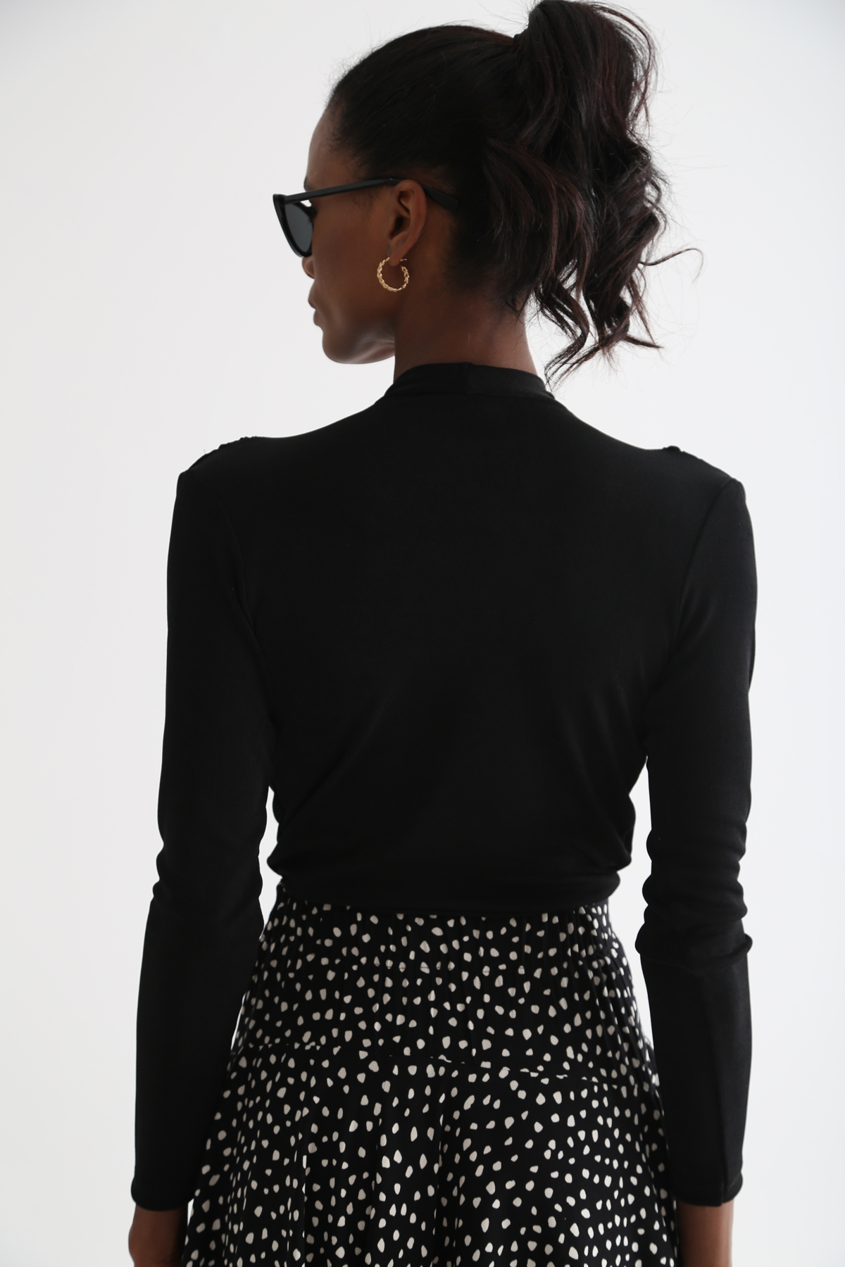 Siyah Kruvaze Bodysuit B1