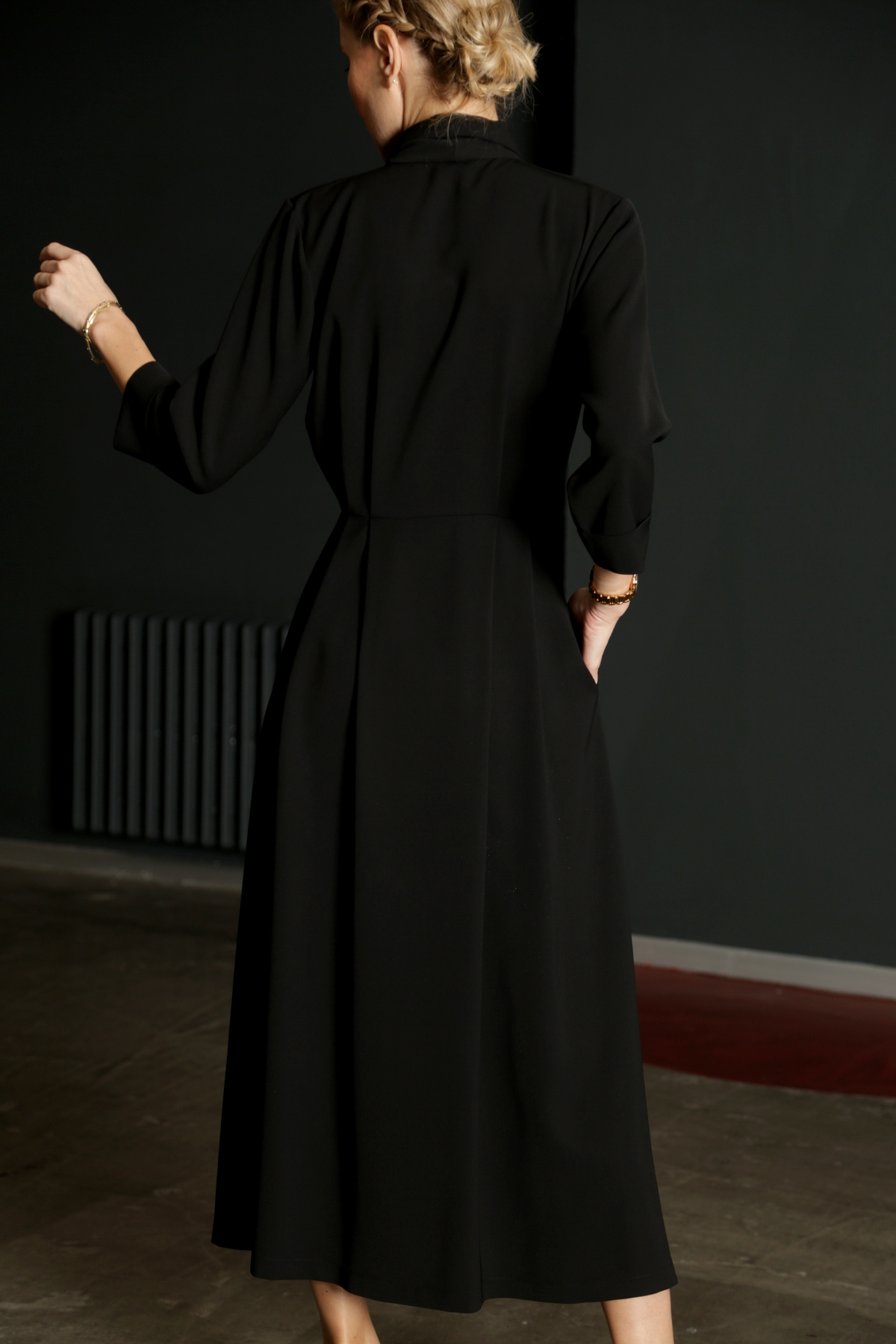 Siyah Kruvaze Elbise-3001