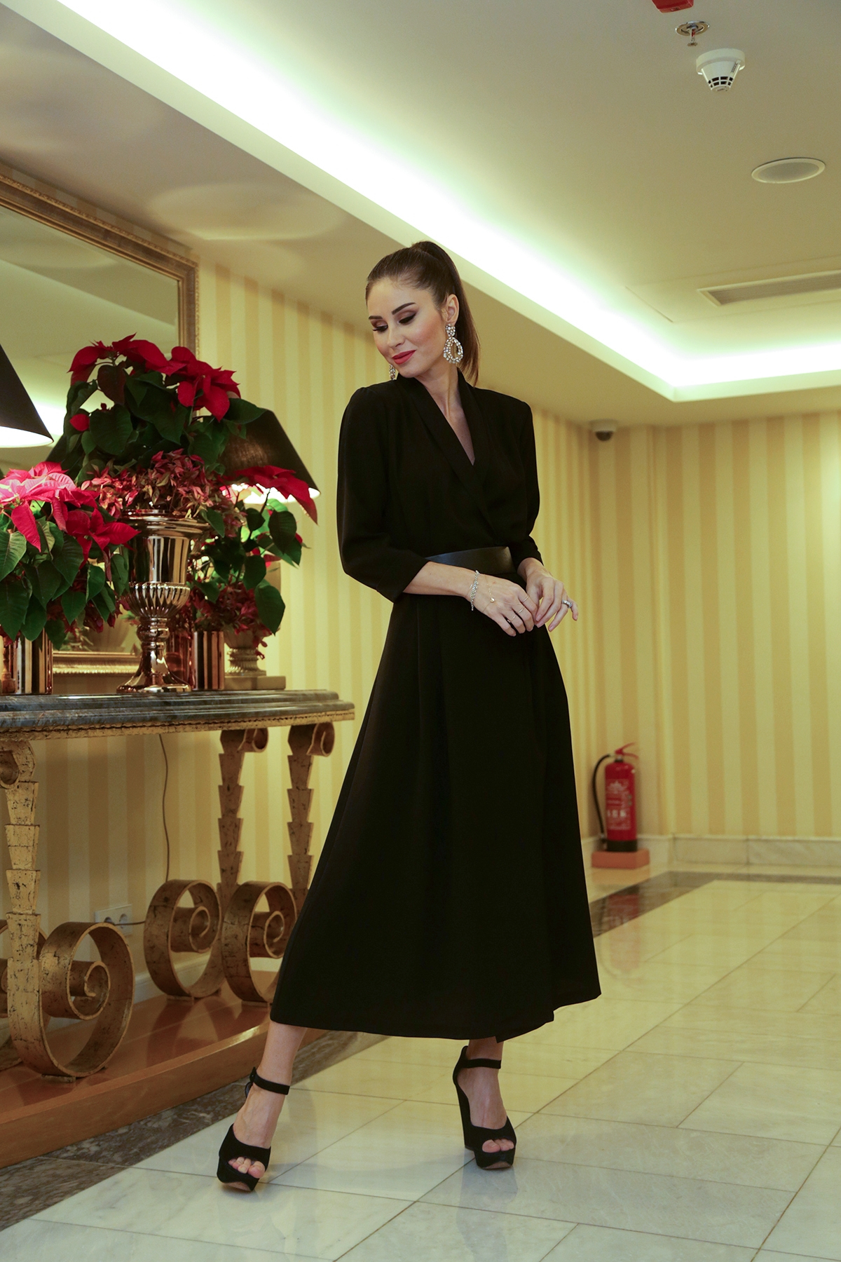 Siyah Kruvaze Elbise-3001