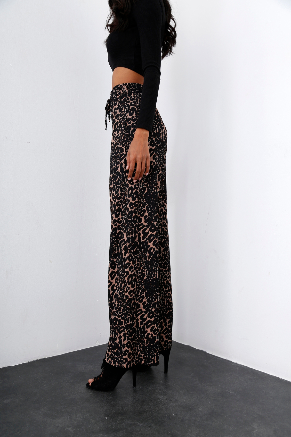 Siyah Leopar Desenli Pantolon 40064