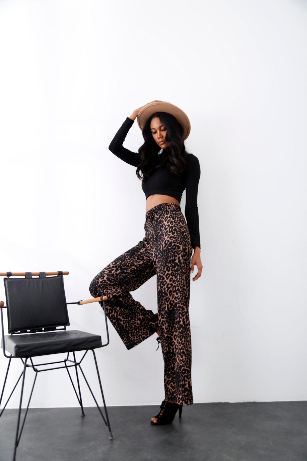 Siyah Leopar Desenli Pantolon 40064