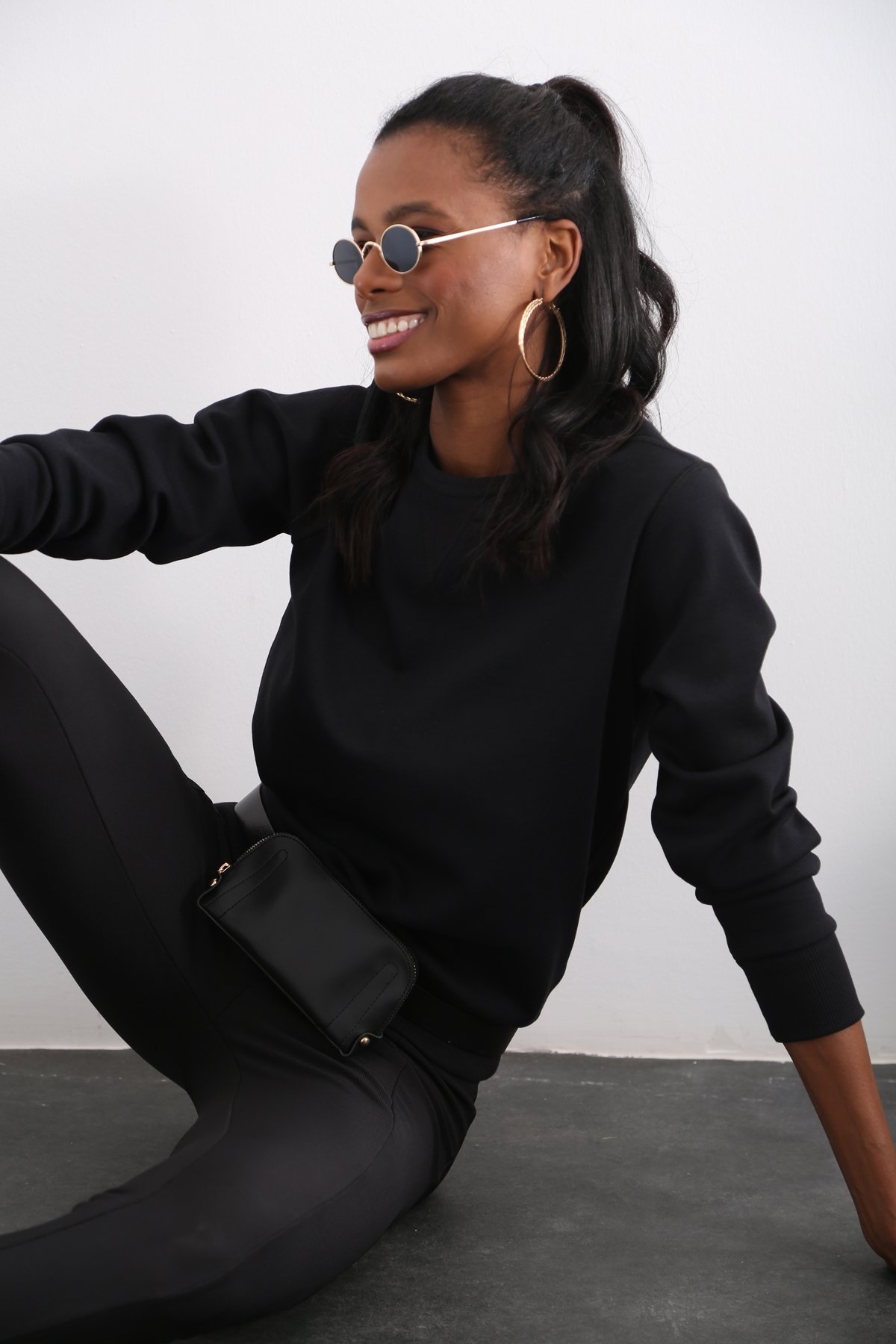 Siyah Organik Unisex Sweatshirt 