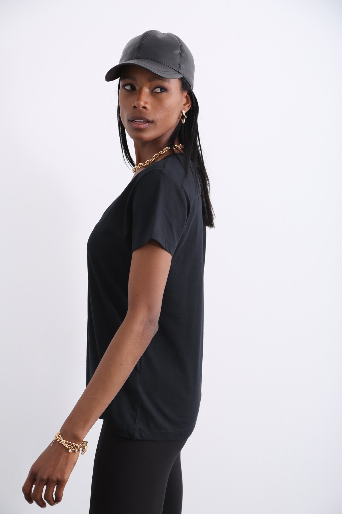 Siyah Organik V Yaka Tshirt 