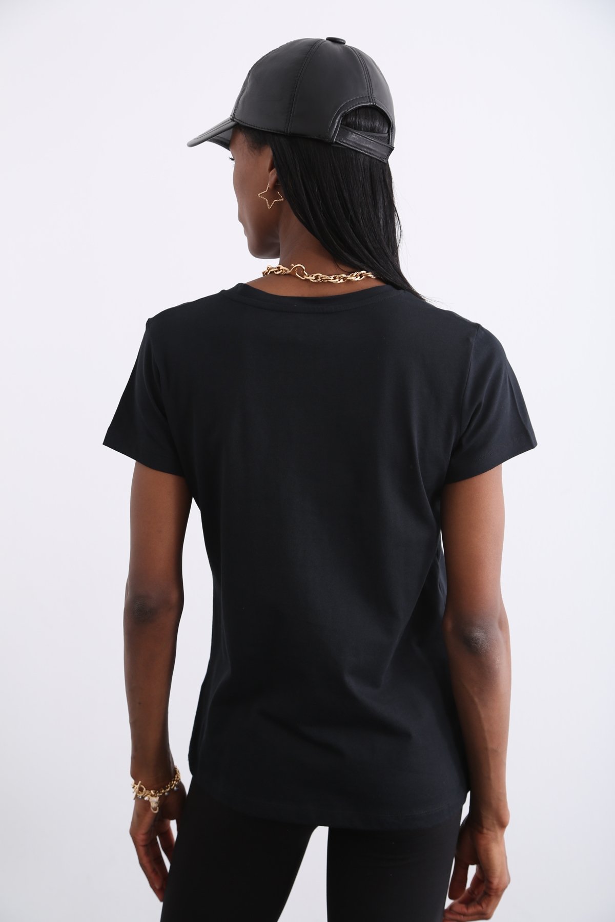 Siyah Organik V Yaka Tshirt 
