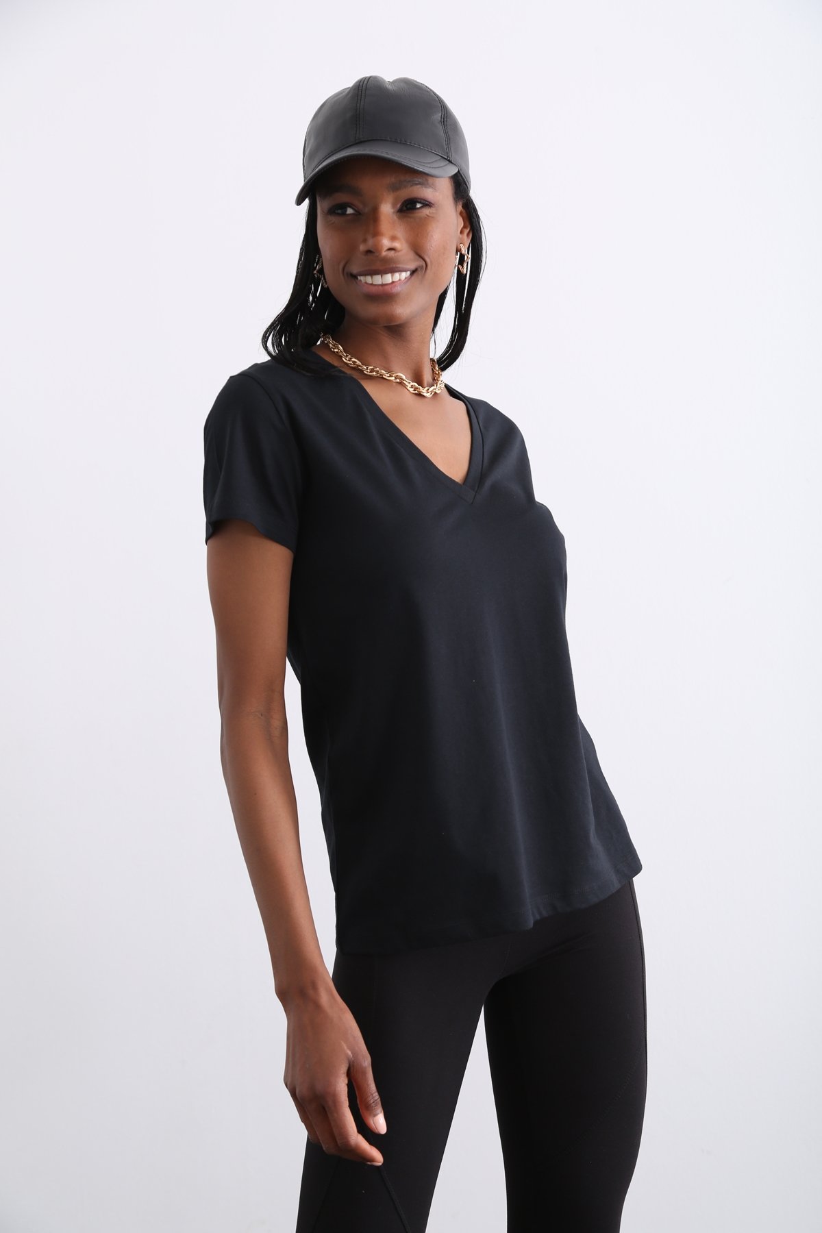 Siyah Organik V Yaka Tshirt 