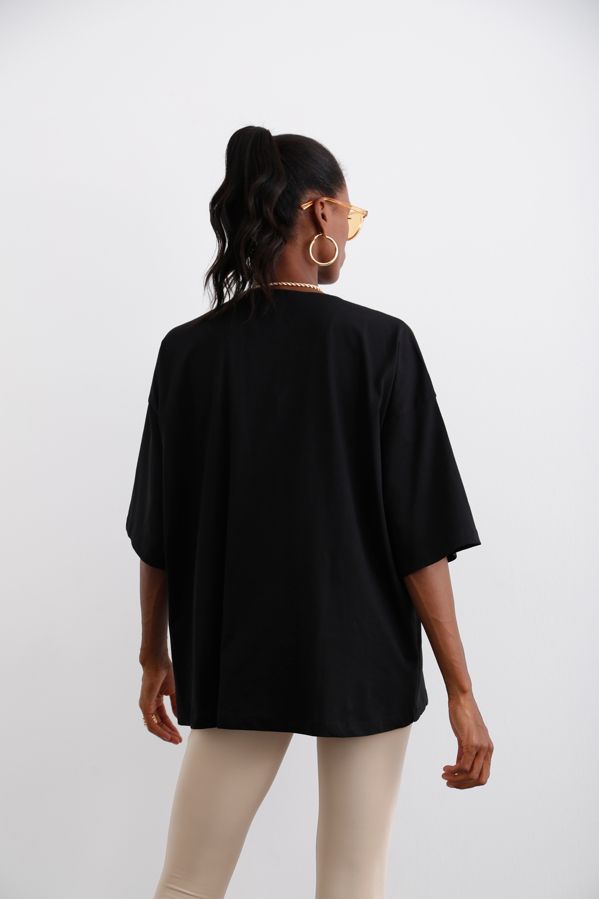 Siyah Oversize Kısa Kol Tshirt 0032