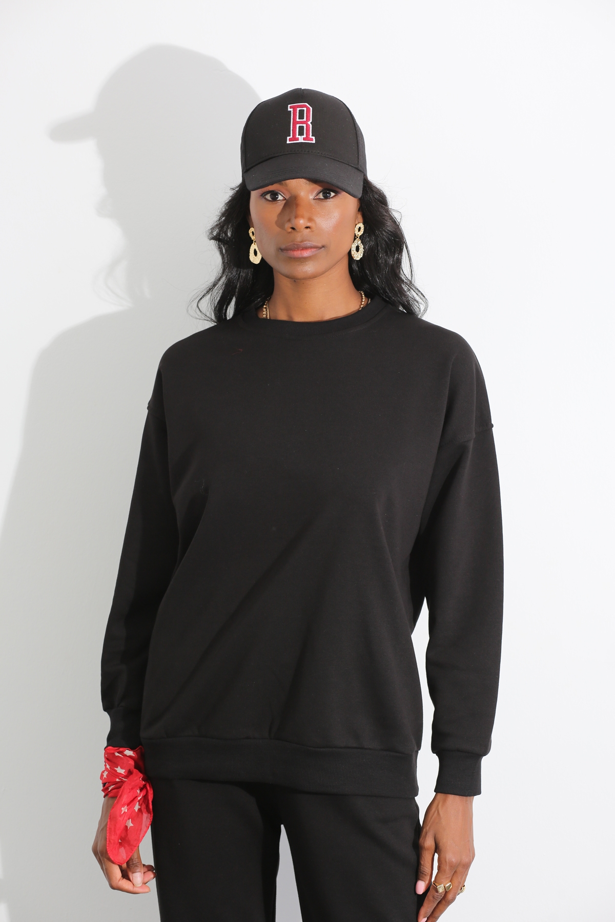 Siyah Oversize Sweat Takım 3818