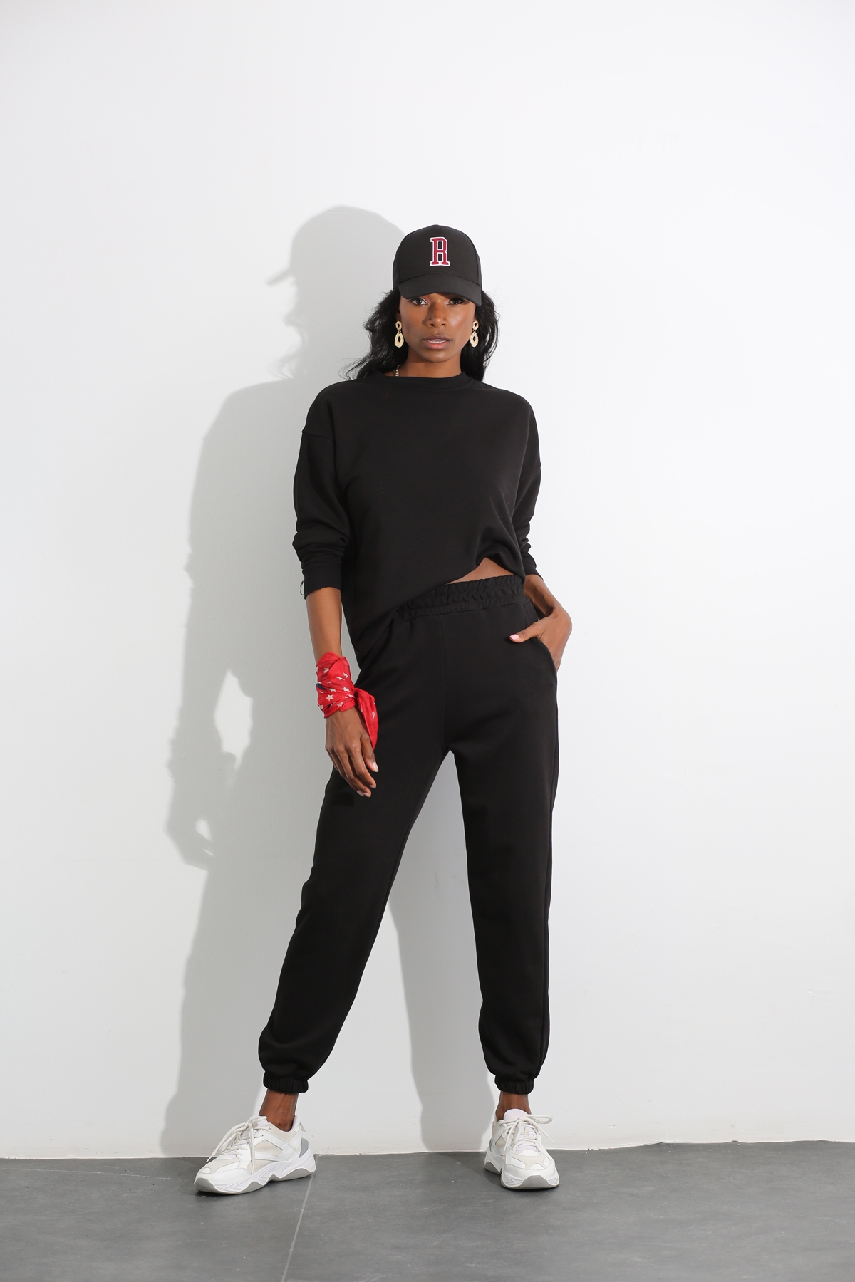 Siyah Oversize Sweat Takım 3818