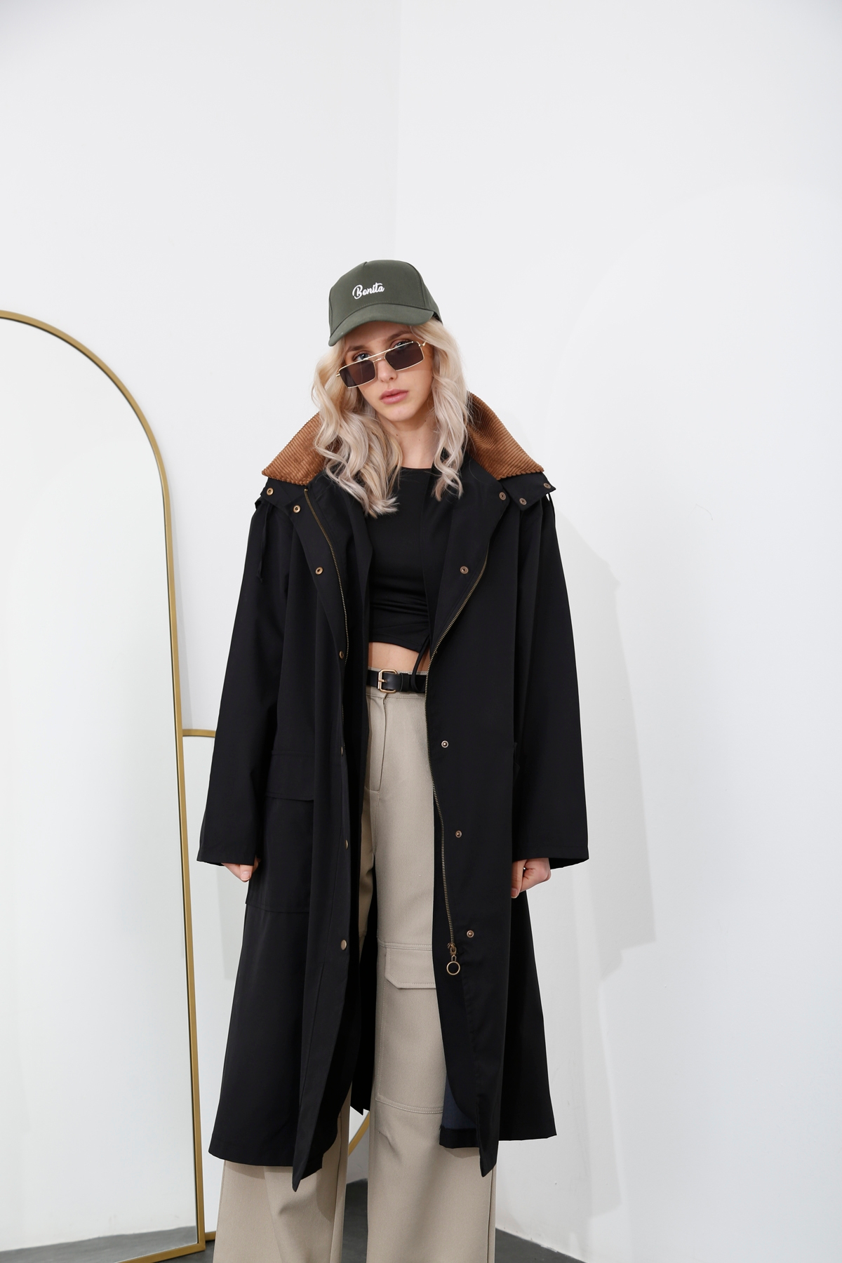 Siyah Oversize Trenchcoat 54109