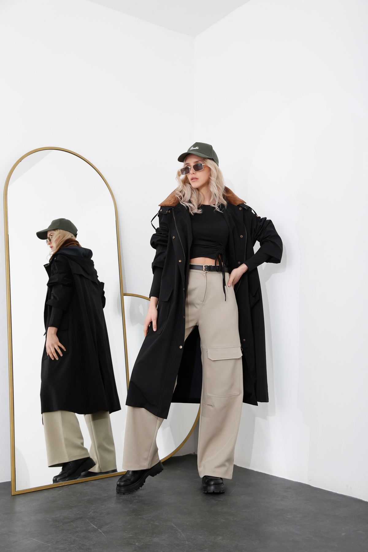 Siyah Oversize Trenchcoat 54109