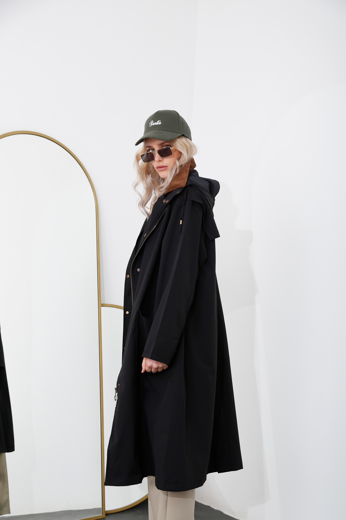 Siyah Oversize Trenchcoat 54109