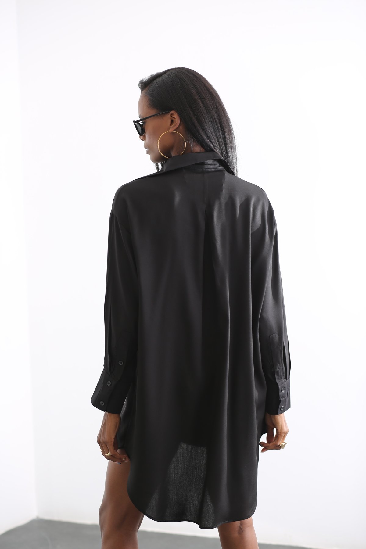 Siyah Oversize Tunik Elbise 