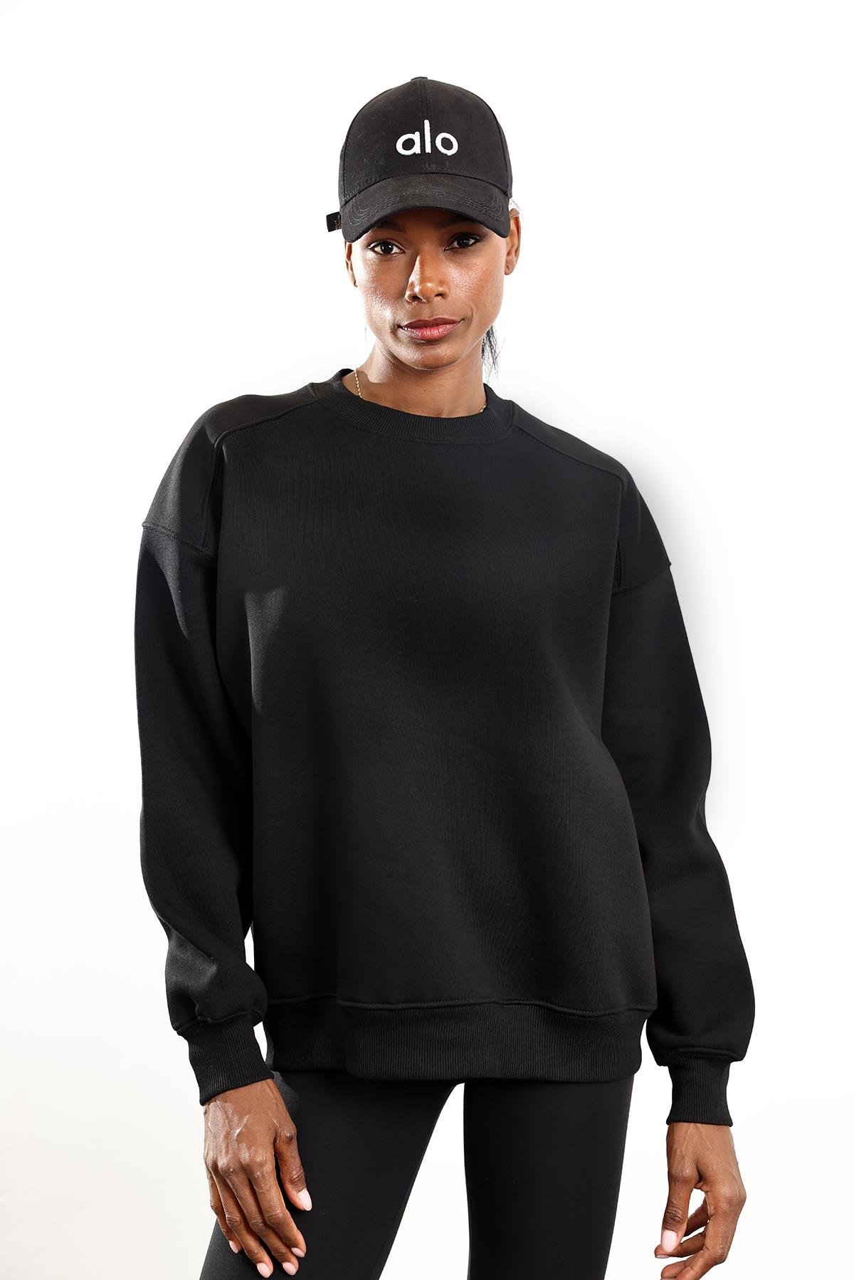 Siyah Parçalı Basic Sweatshirt 3408
