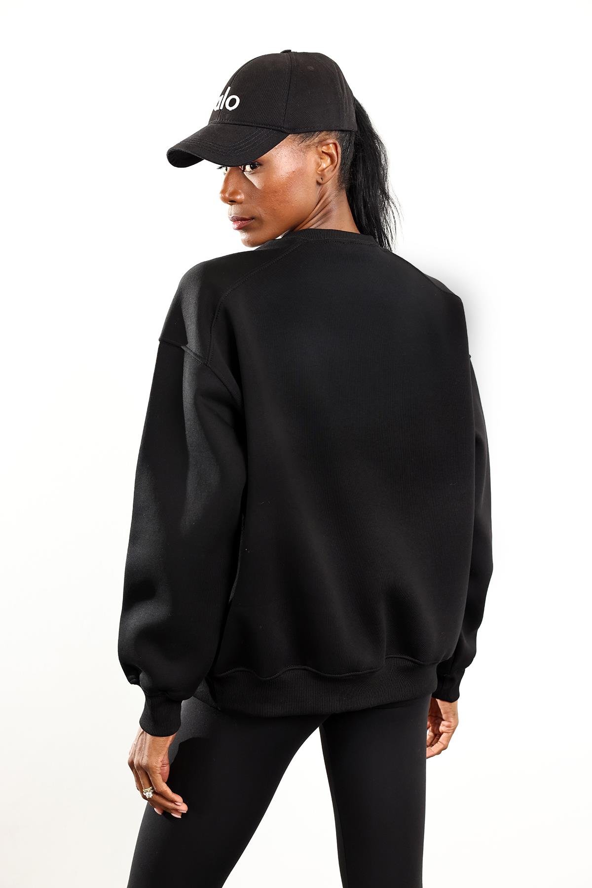 Siyah Parçalı Basic Sweatshirt 3408