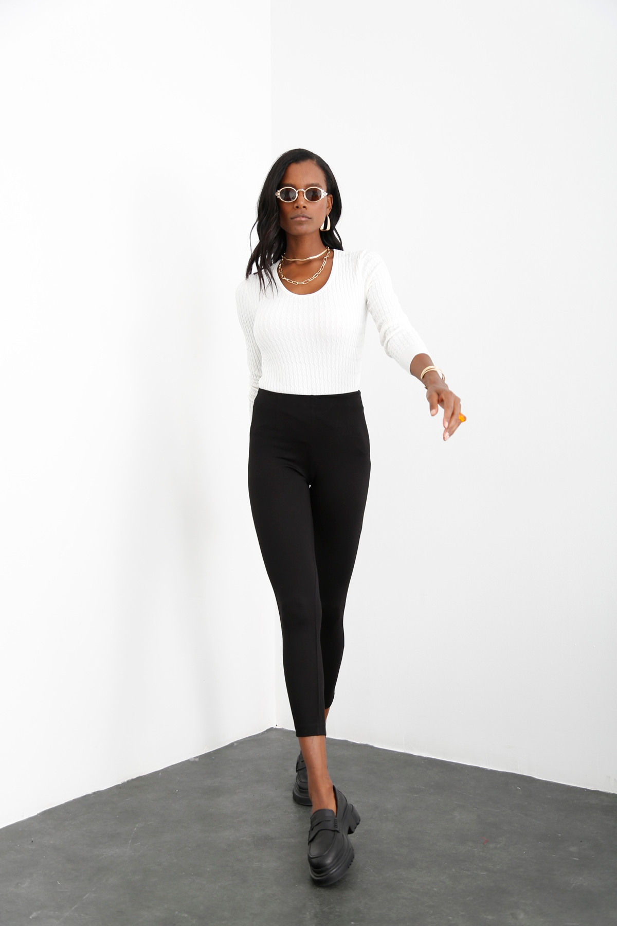 Siyah Pensli Stretch Pantolon 23078