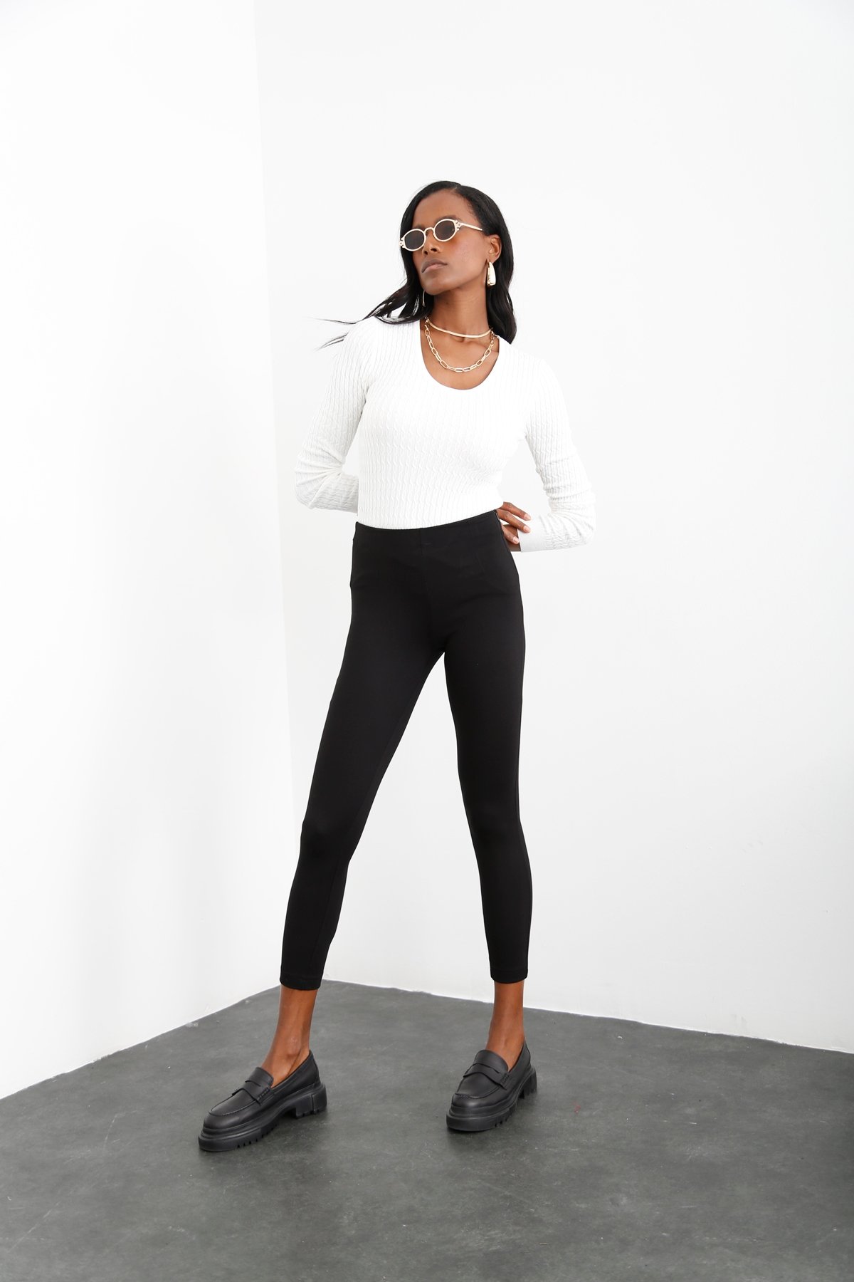Siyah Pensli Stretch Pantolon 23078