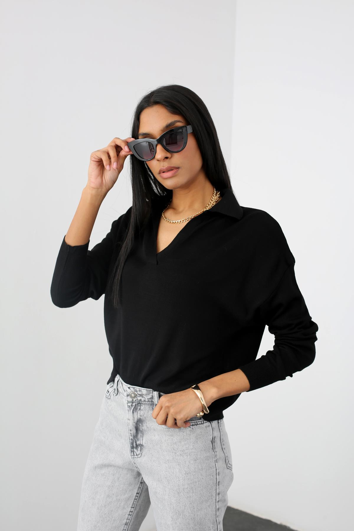 Siyah Polo Yaka Triko 210239