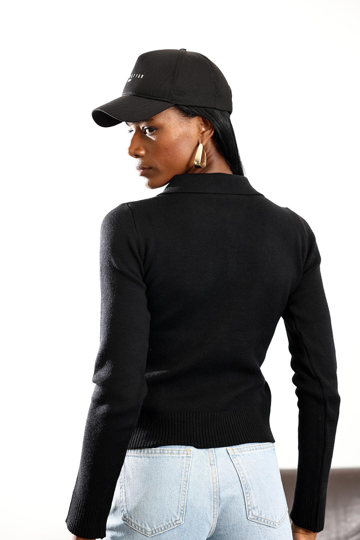 Siyah Polo Yaka Triko 5834