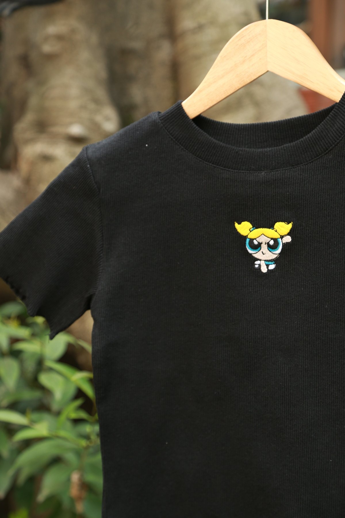 Siyah Powerpuff Girls Nakışlı Tshirt