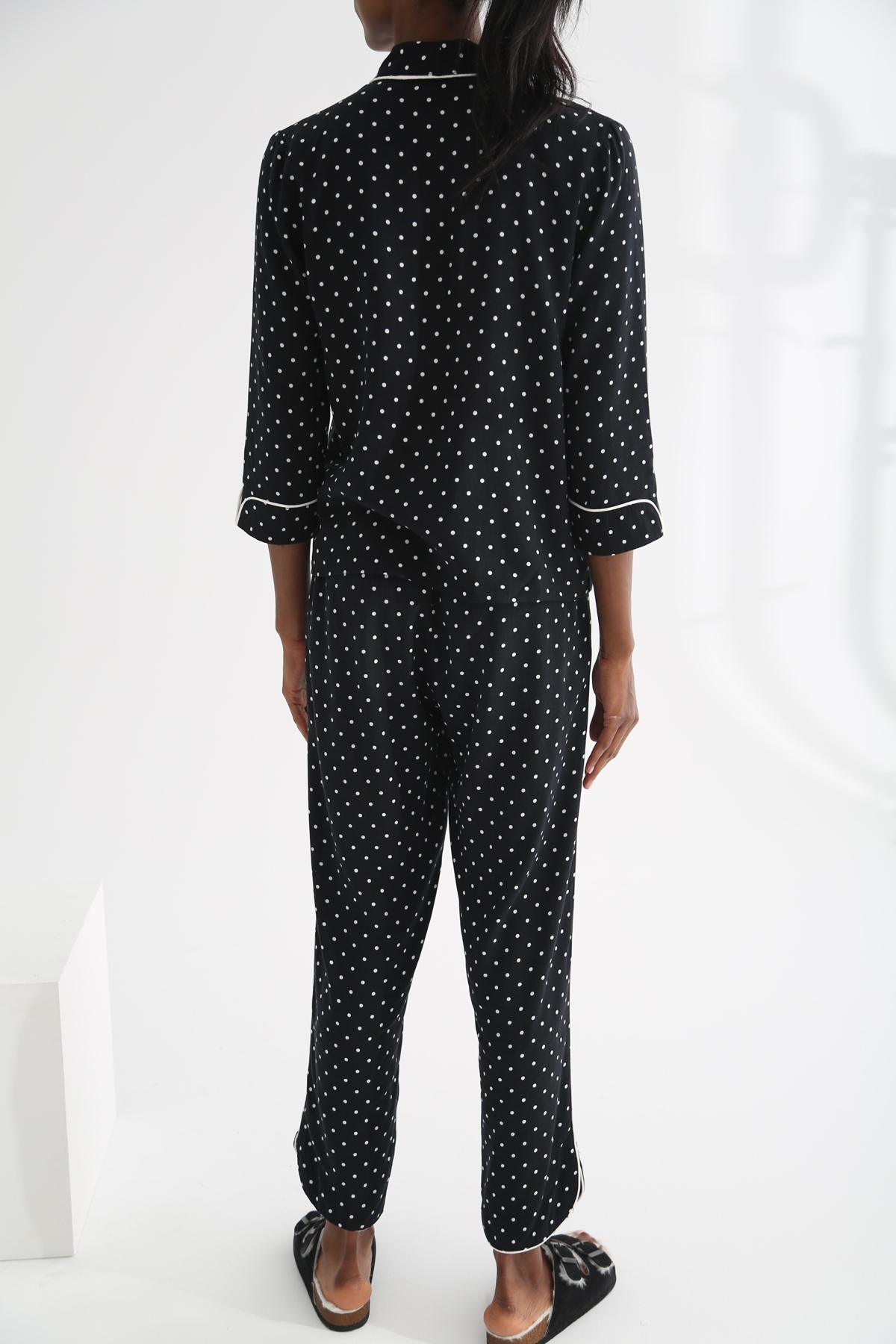 Siyah Puantiyeli Pijama Takım 11262
