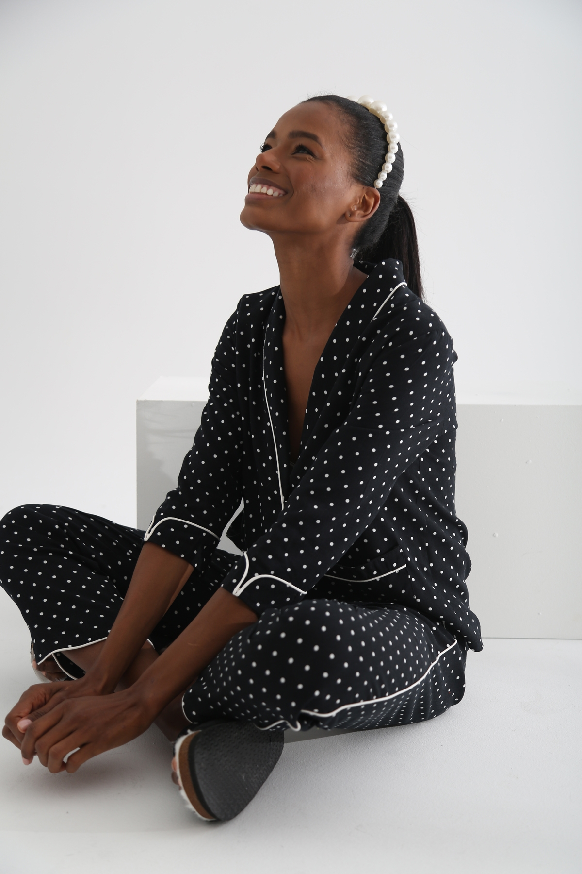 Siyah Puantiyeli Pijama Takım 11262