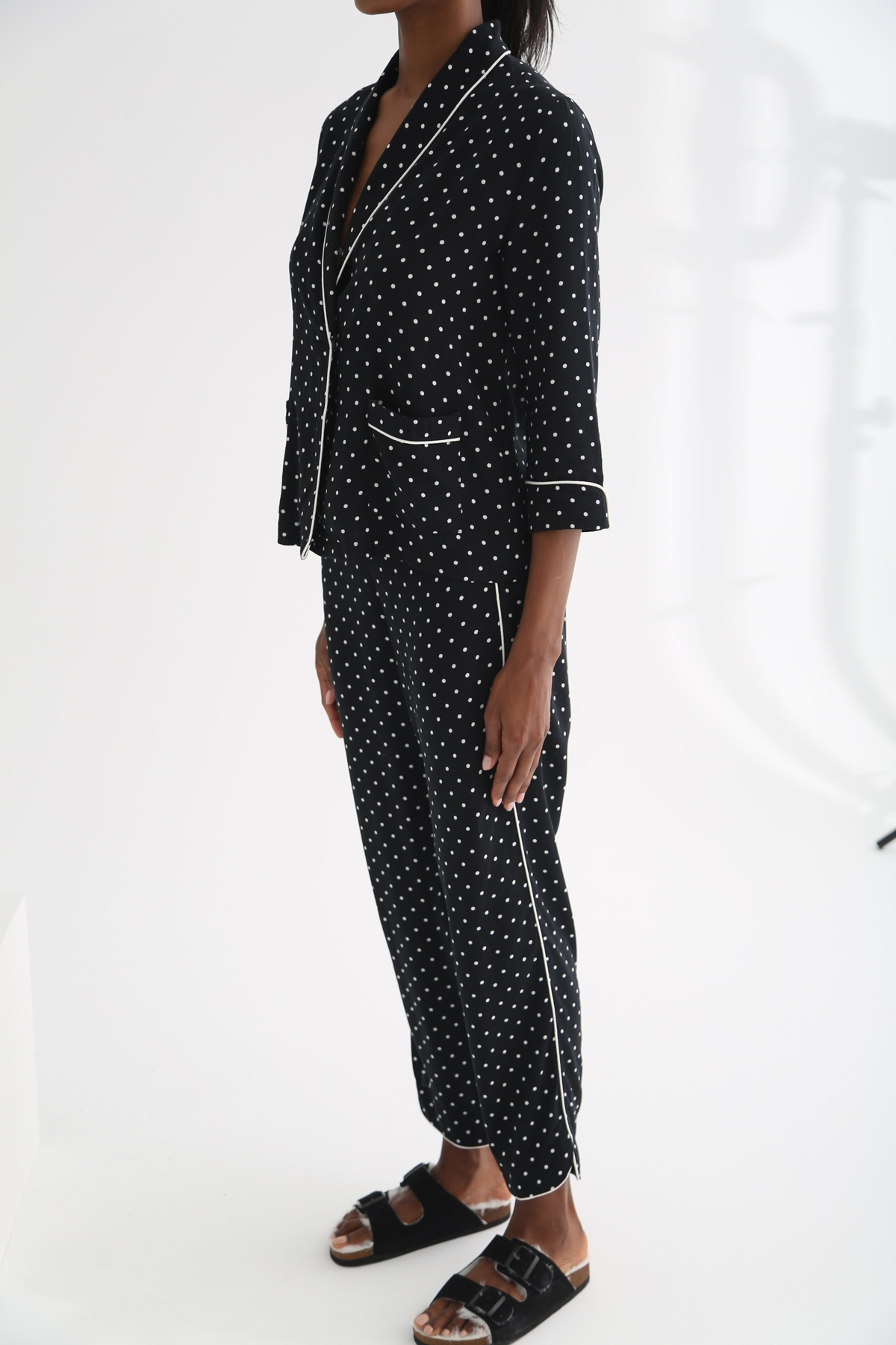 Siyah Puantiyeli Pijama Takım 11262