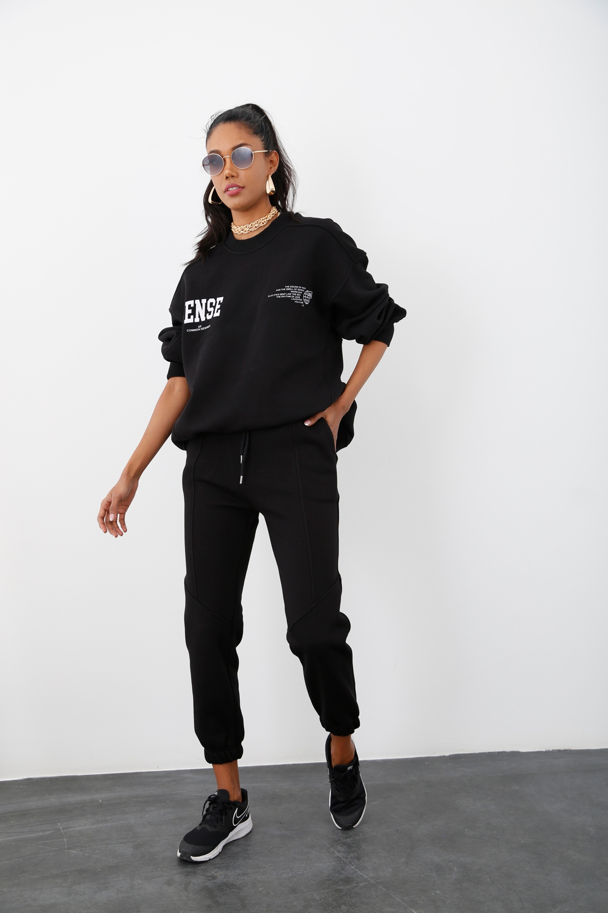 Siyah Şardonlu Jogger Eşofman 242