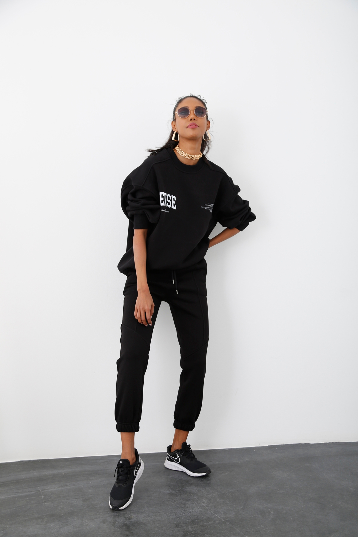 Siyah Şardonlu Jogger Eşofman 242