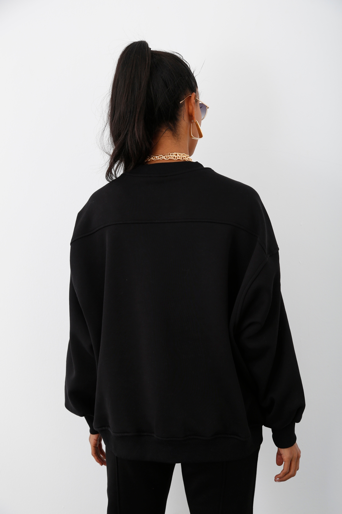 Siyah Sense Baskılı Şardonlu Sweatshirt 226