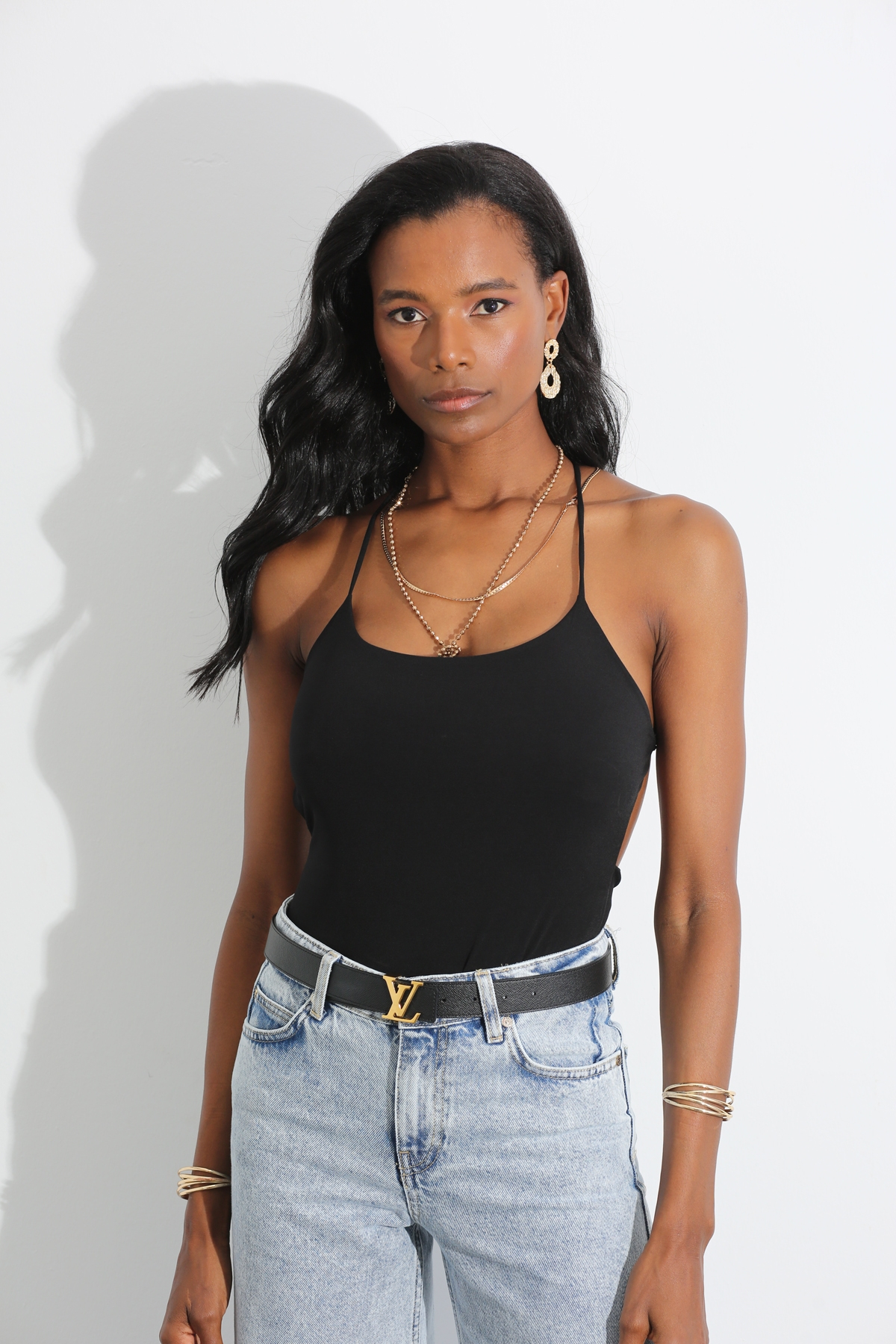 Siyah Sırt Detaylı Bodysuit 