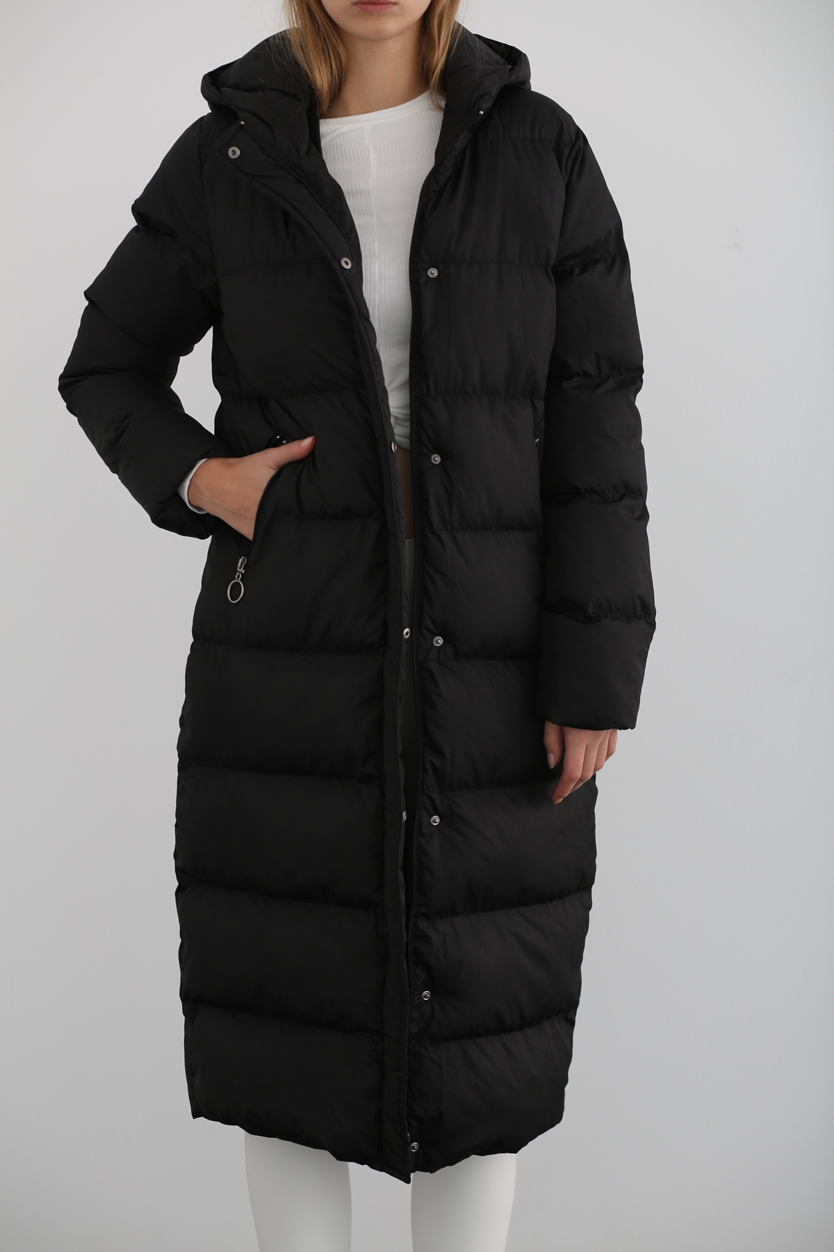 Siyah Şişme Maxi Kaban D89503
