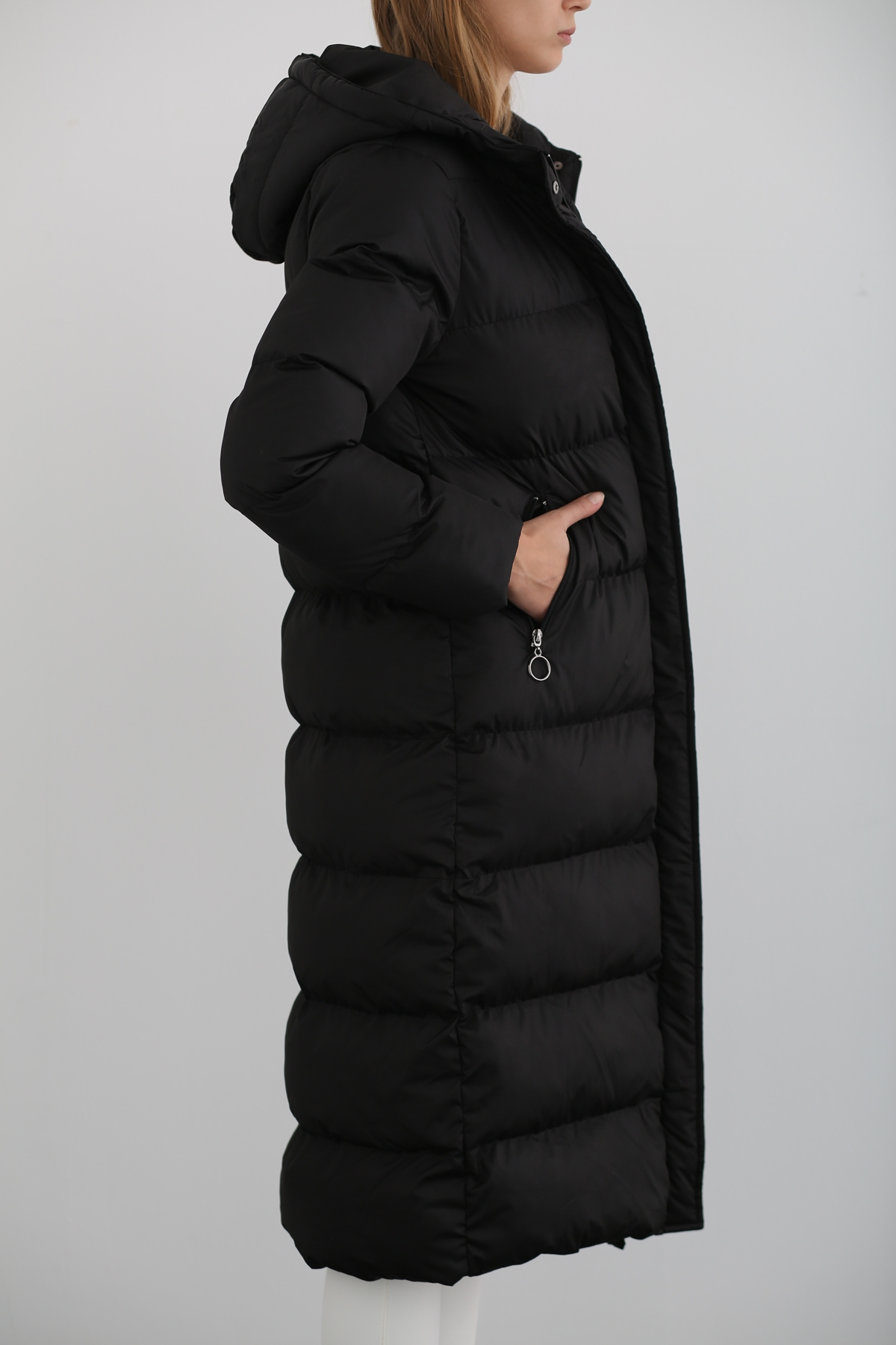 Siyah Şişme Maxi Kaban D89503