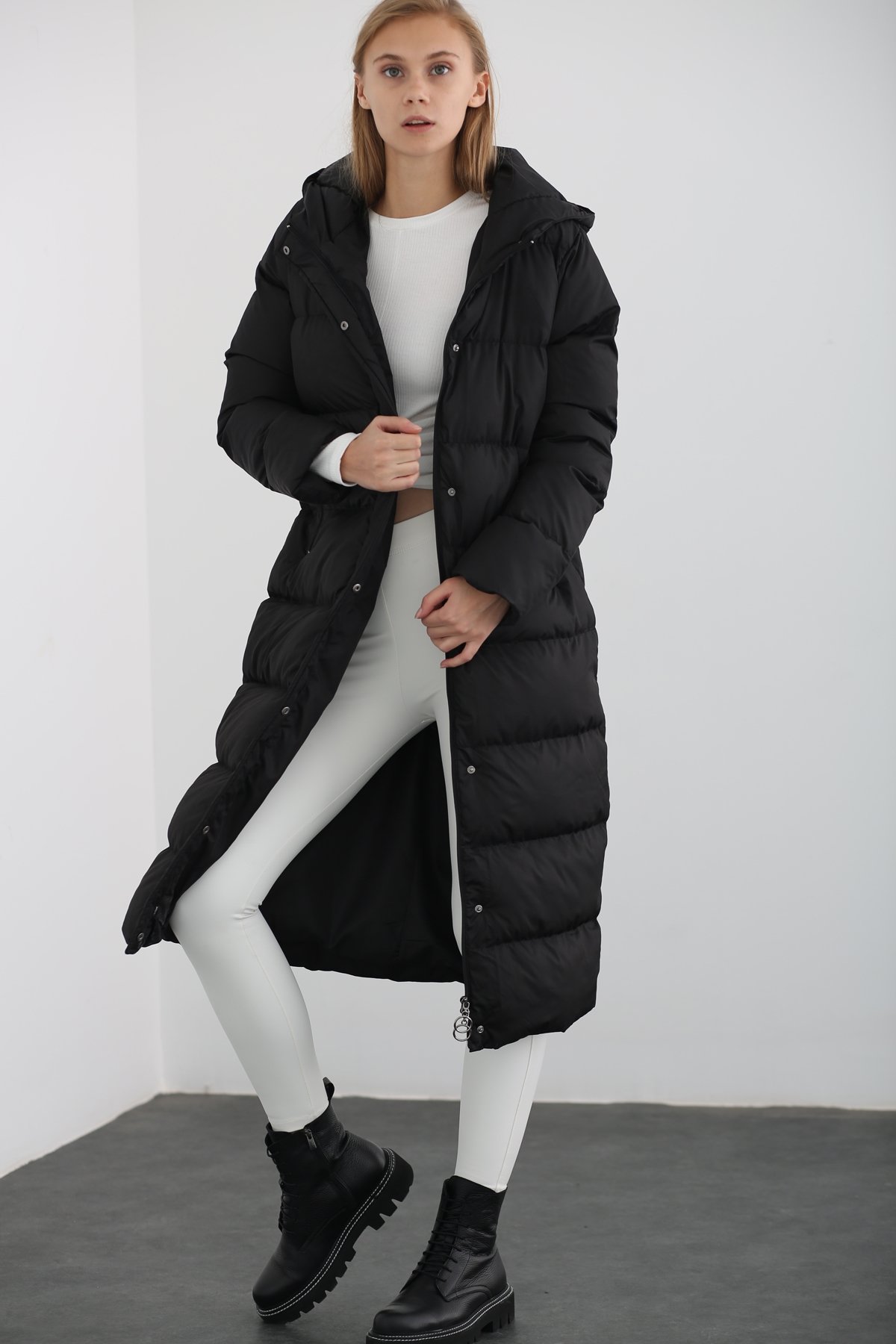 Siyah Şişme Maxi Kaban D89503