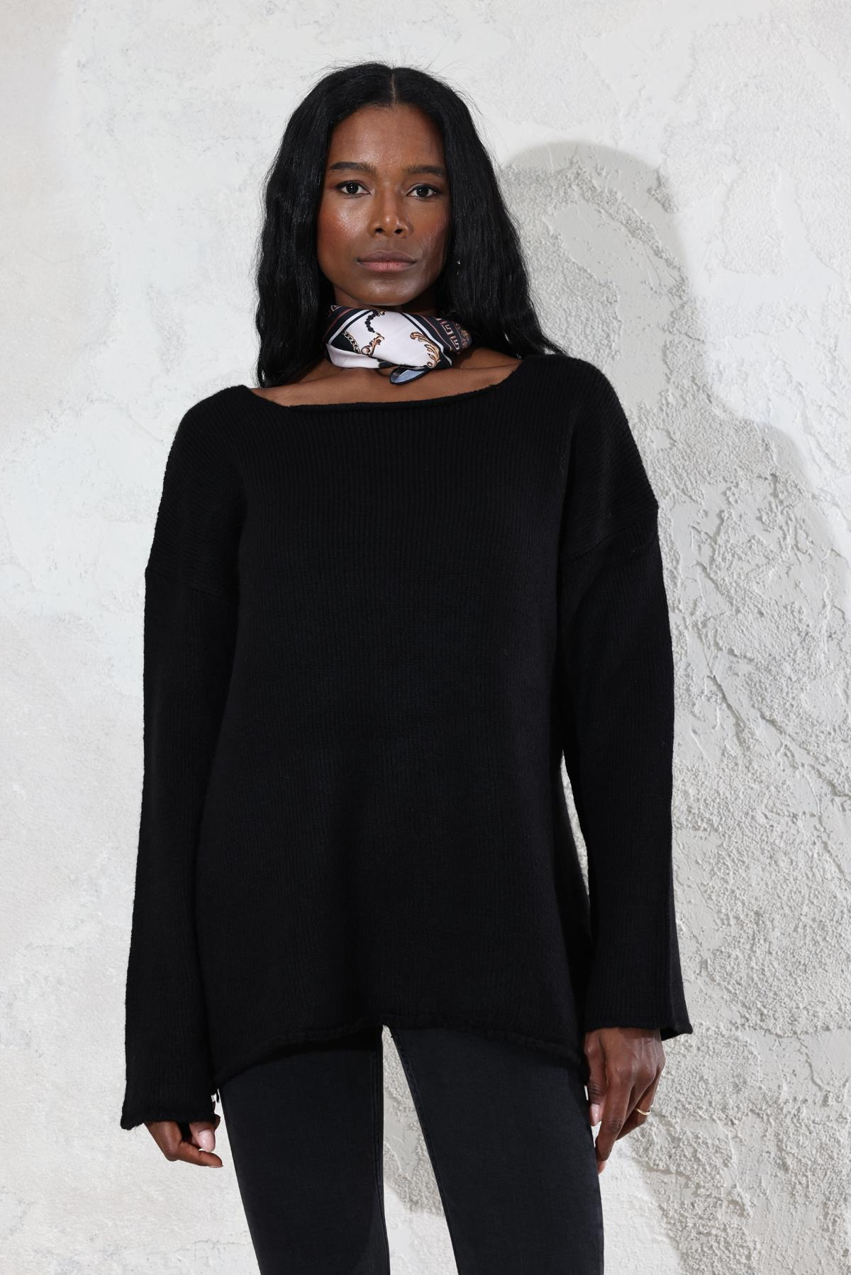 Siyah Sosis Yaka Triko 7023