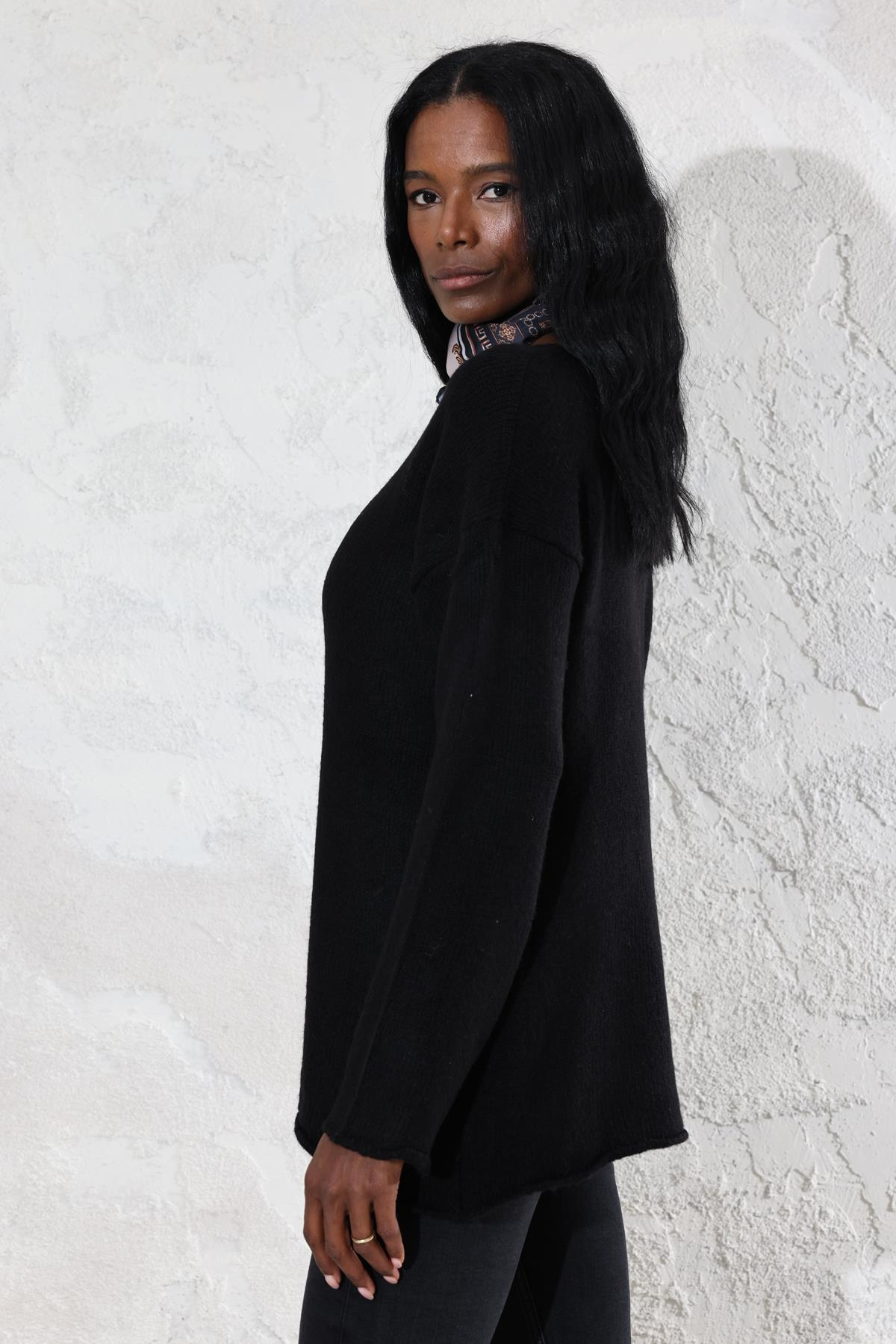 Siyah Sosis Yaka Triko 7023